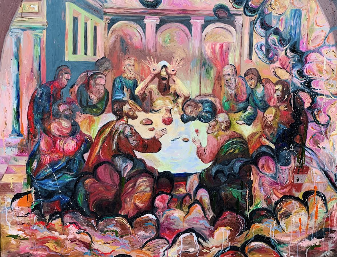 The Everlasting Supper 42x52 inches Oil paint on glass panel Available