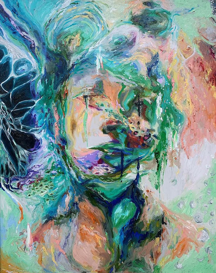 David 16x20 inches Oil paint on glass panel Available