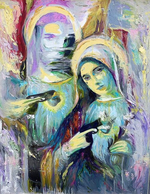 Holy Glock 16x20 inches Oil paint on glass panel Available