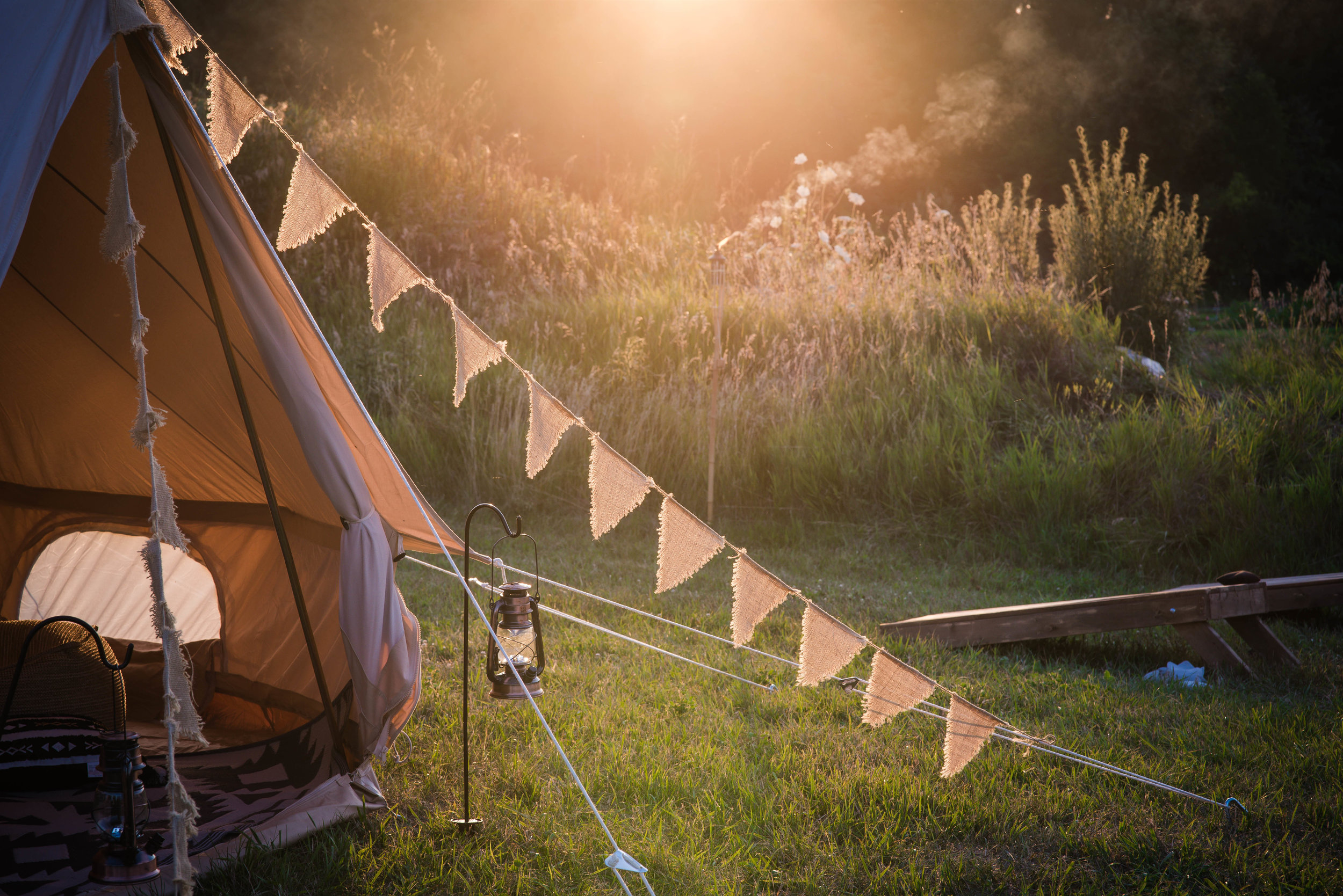 Luxury glamping nightfall