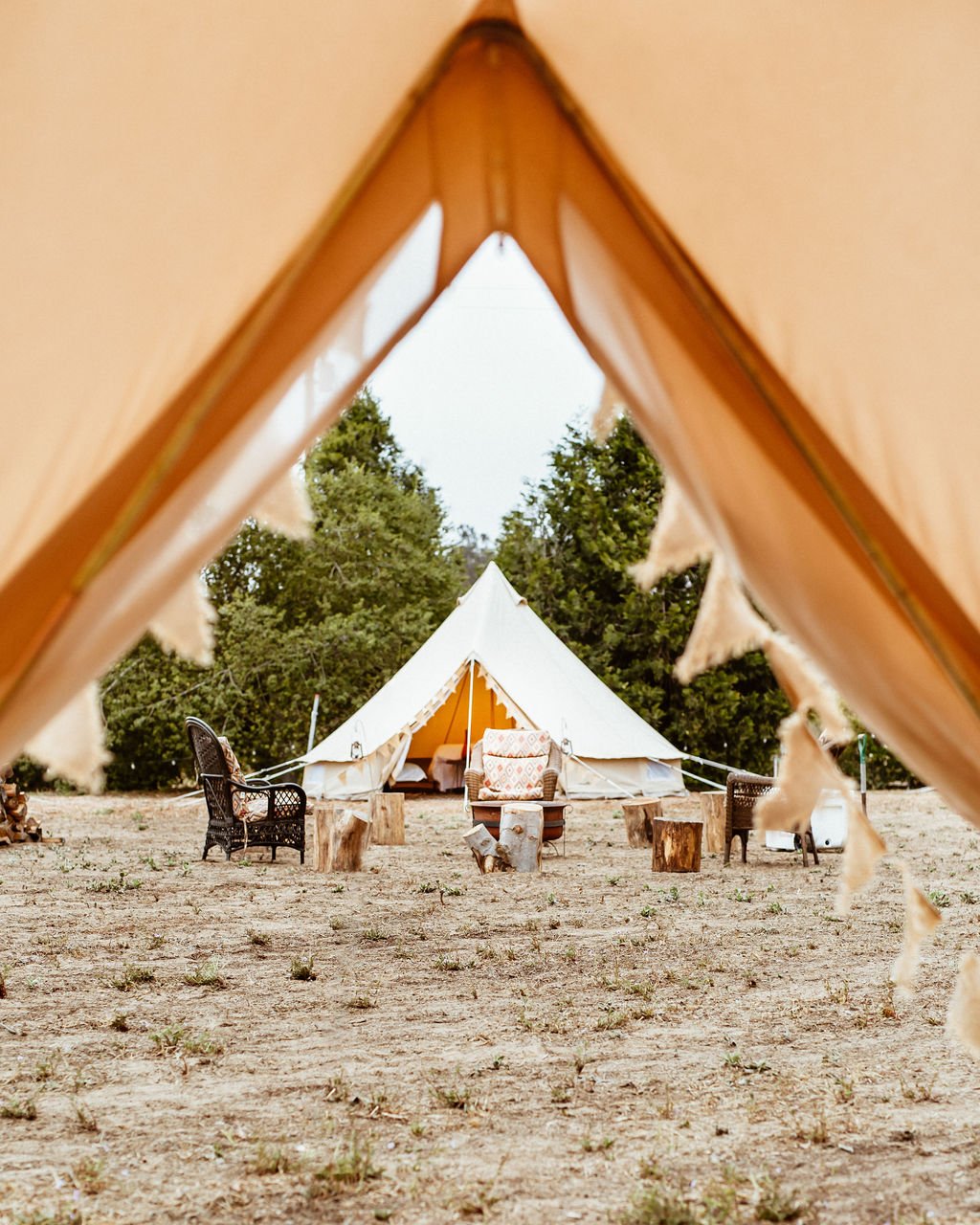 luxury glamping tent setup