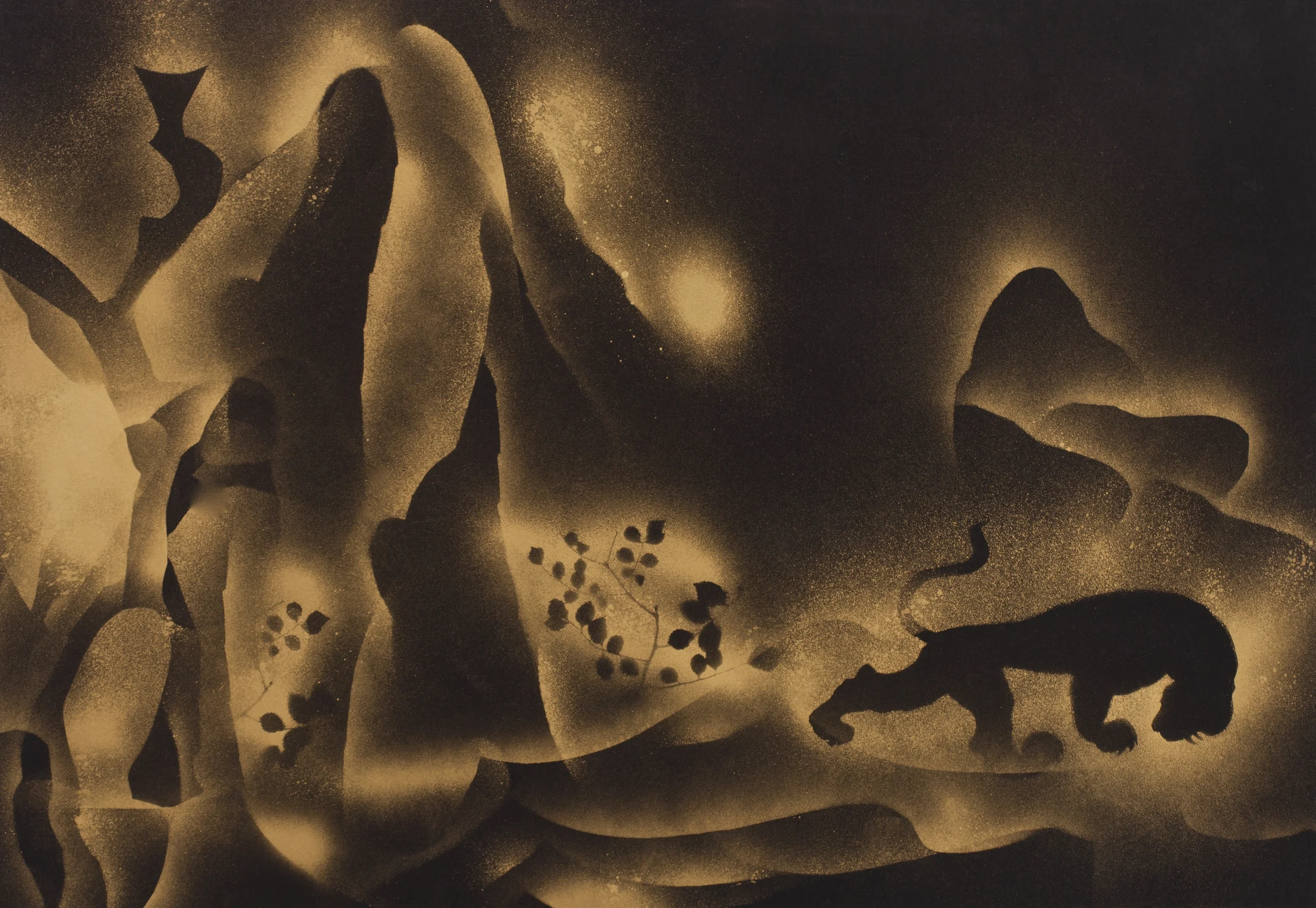 LION WALK 2011, GOLD ON PAPER 27,5 x 47 INCHES