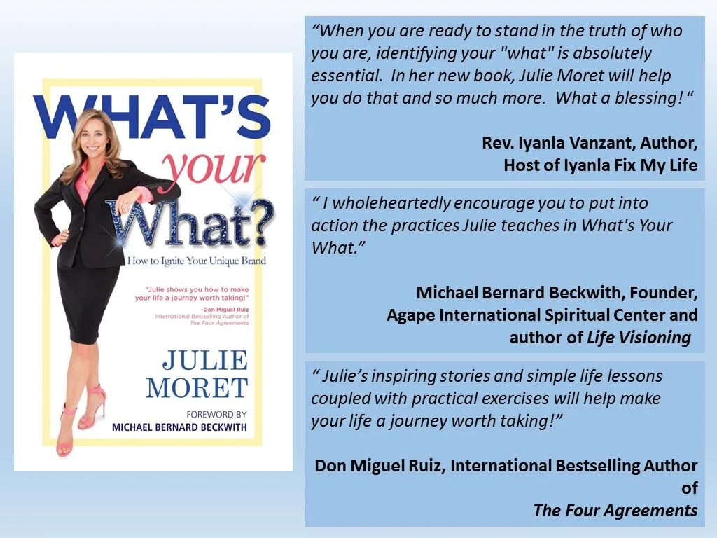 Julie’s matter-of-fact advice and uplifting anecdotes will show readers how to heed the call of their souls as they embark on a spiritual journey full of real-world results. What’s Your What? helps you take the helm of your life and propels you full…