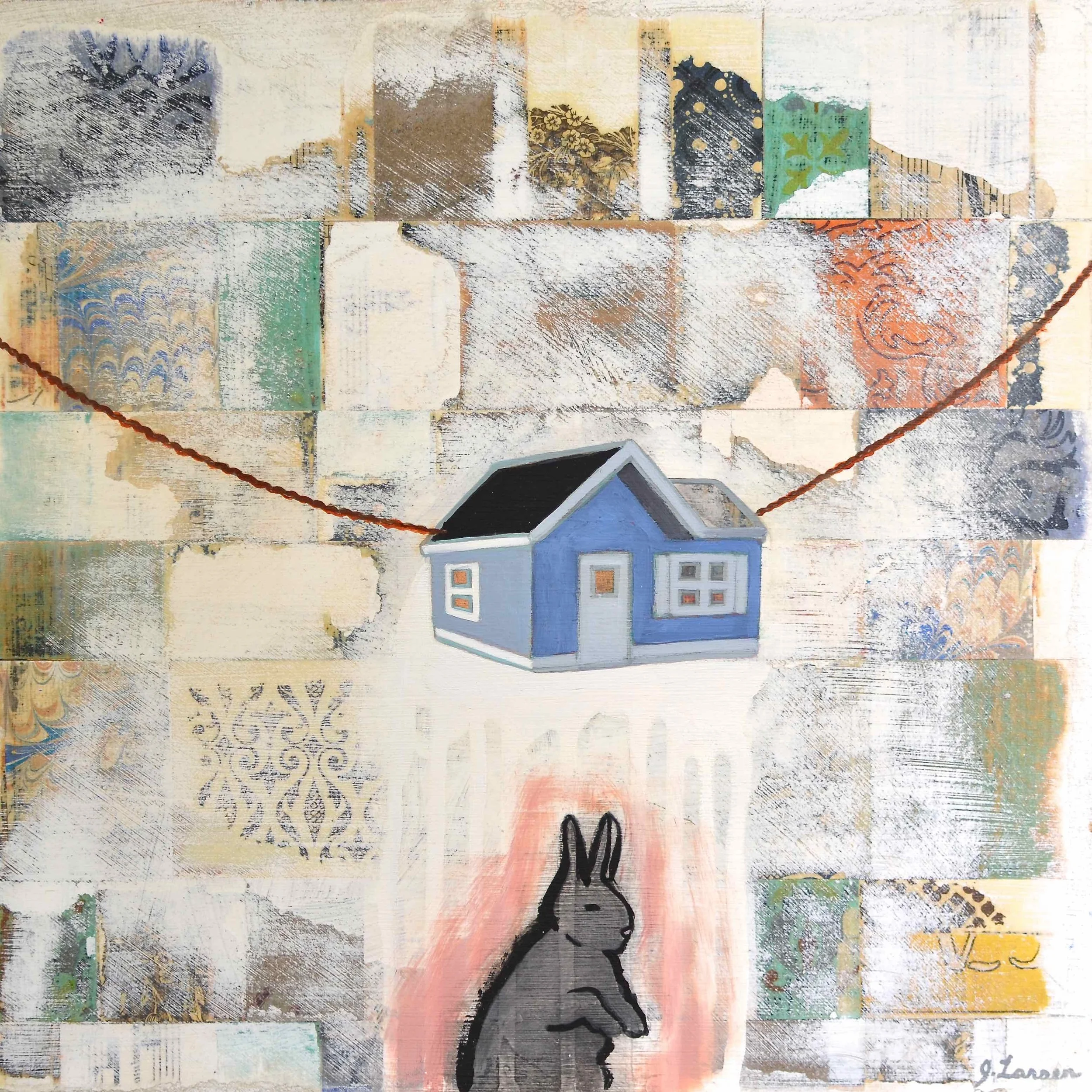 Gray rabbit on tiptoe
