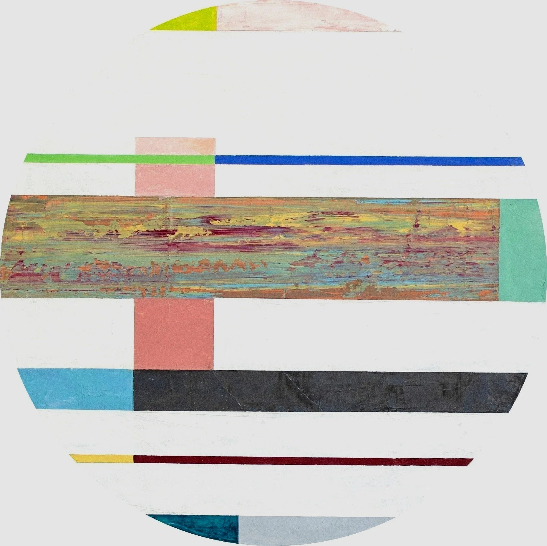 "SLiver of Pink" - oil on canvas, 18" dia.