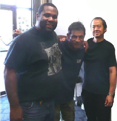 Our good friends, from left to right, Kirk Fletcher, Jerry Angel and Bobby Tsukamoto. A talented trio!