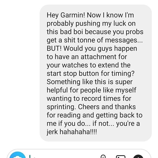 My sad attempt at contacting @garminau 
All I can say to myself is GL Bro hahahaha. 
I desperately want to track my sprint times as I'm trying to get faster 
#trackandfield #track #sprinting #running #timing #garmin