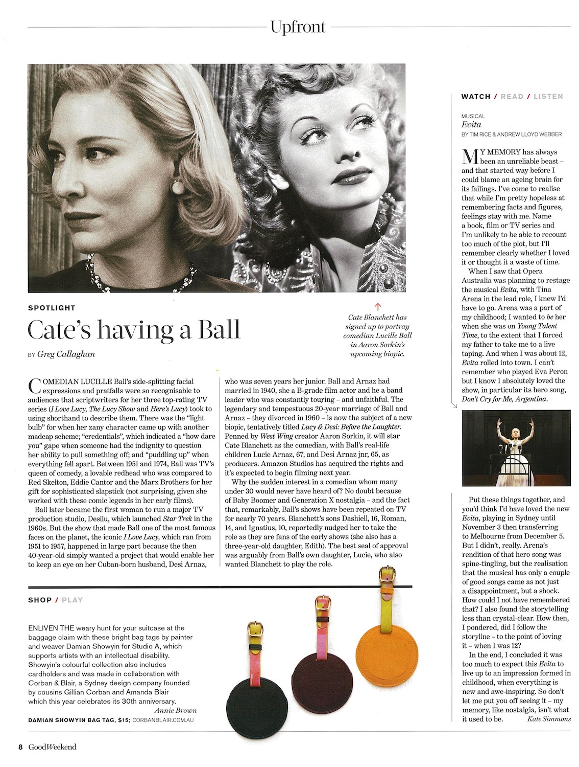 Good Weekend Magazine, 6 October 2018 Studio A Collaboration with Corban & Blair featuring art by Damian Showyin.