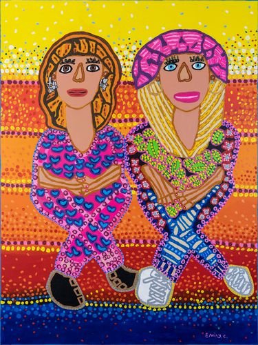  Emily Crockford, The Pattern in the Mountains of Studio A Best Friends Emma and Gabrielle, 2022, acrylic on canvas, 92 x 122cm 