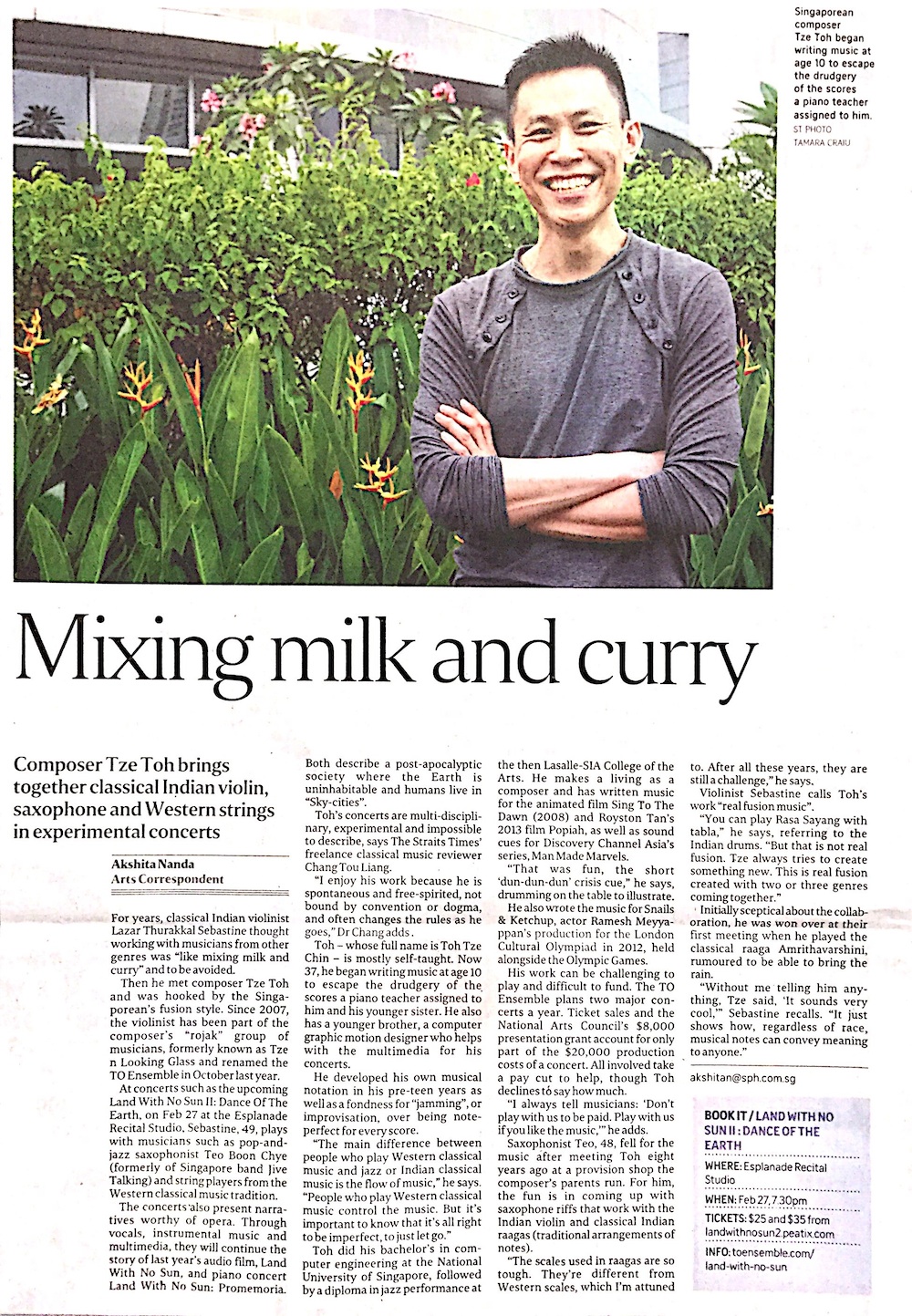 2016 The Straits Times Life! Interview
