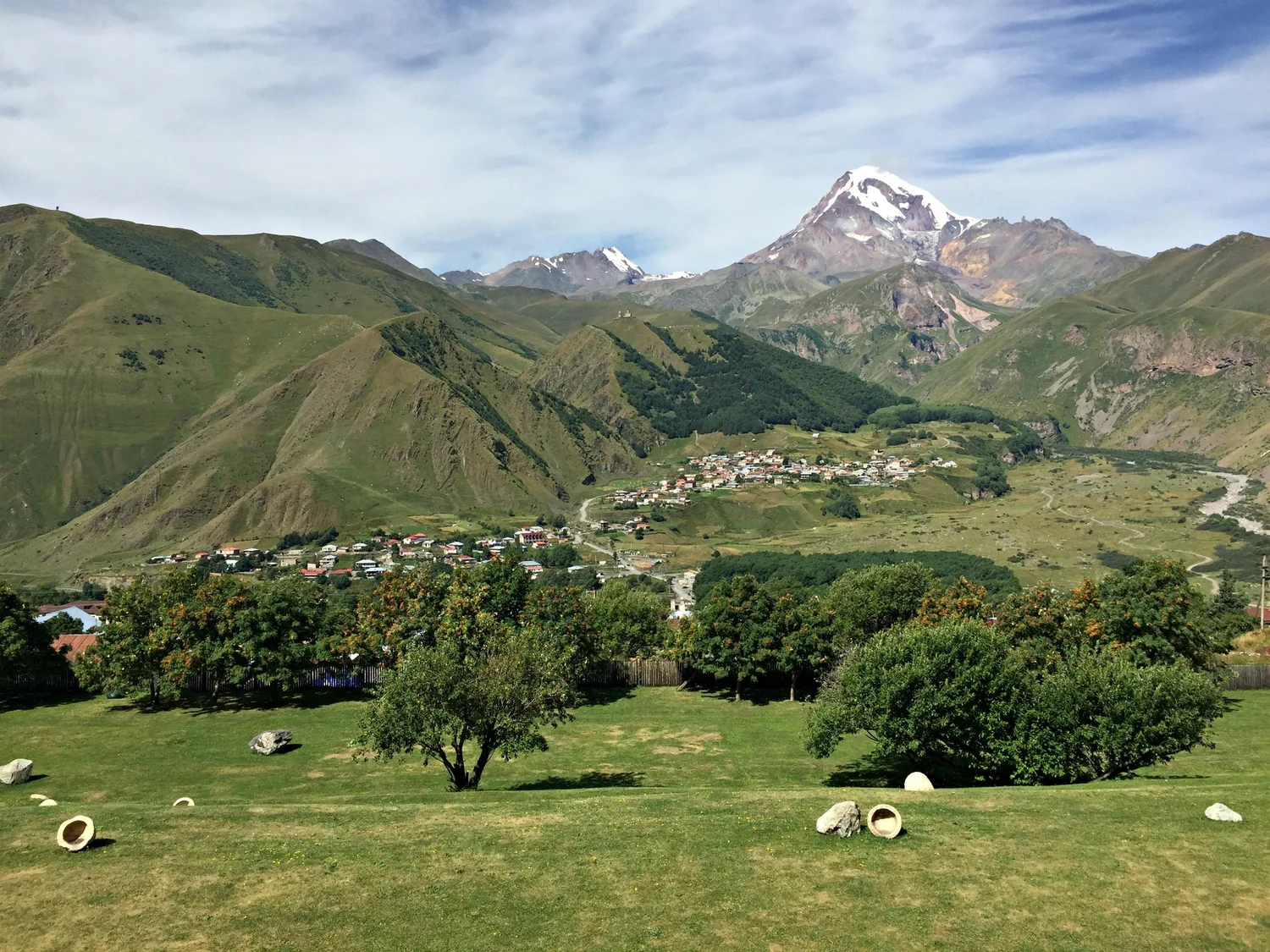 Gergeti Trinity Church with Mount Kazbek