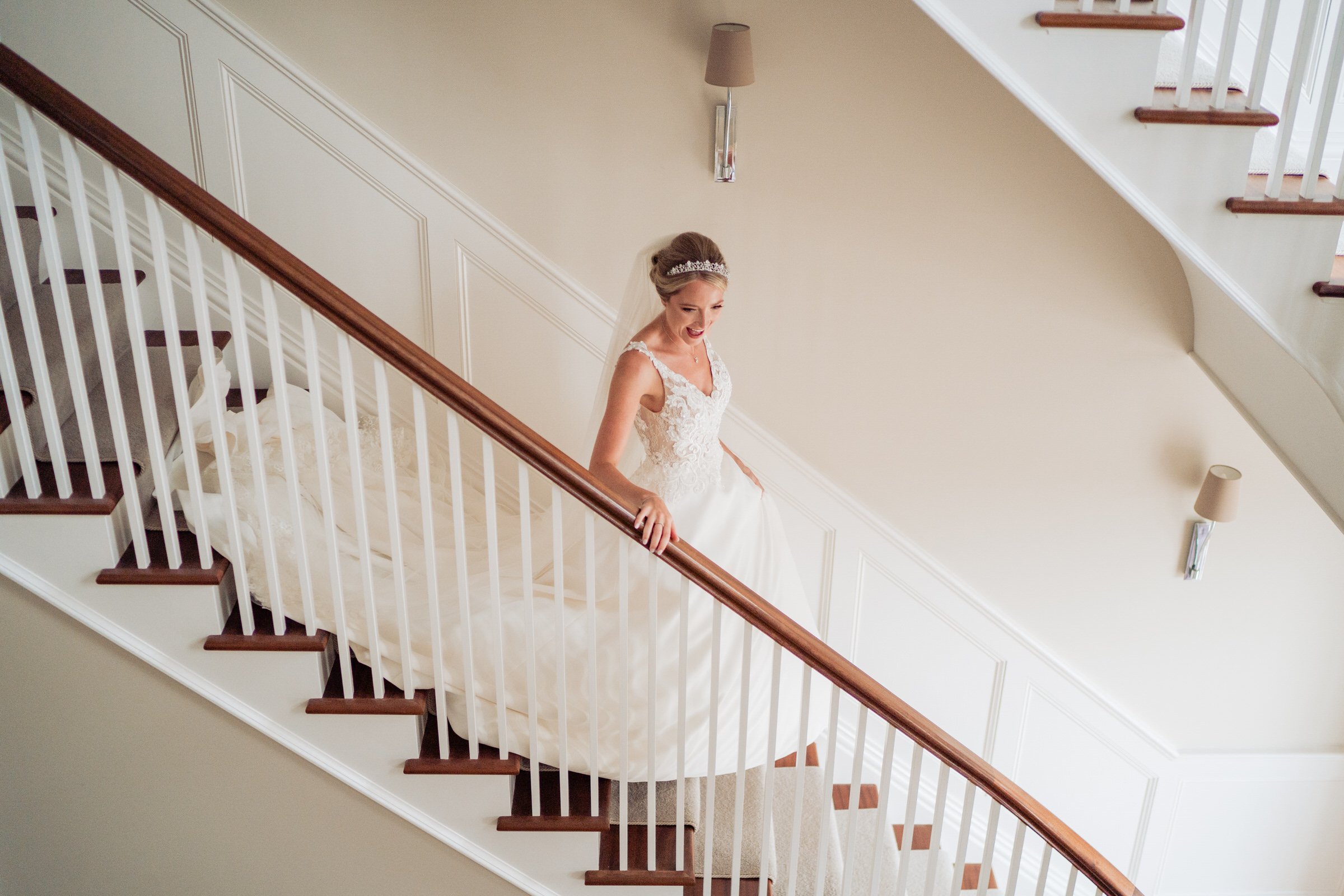 bride - stairs - smile - devon - wedding.jpg