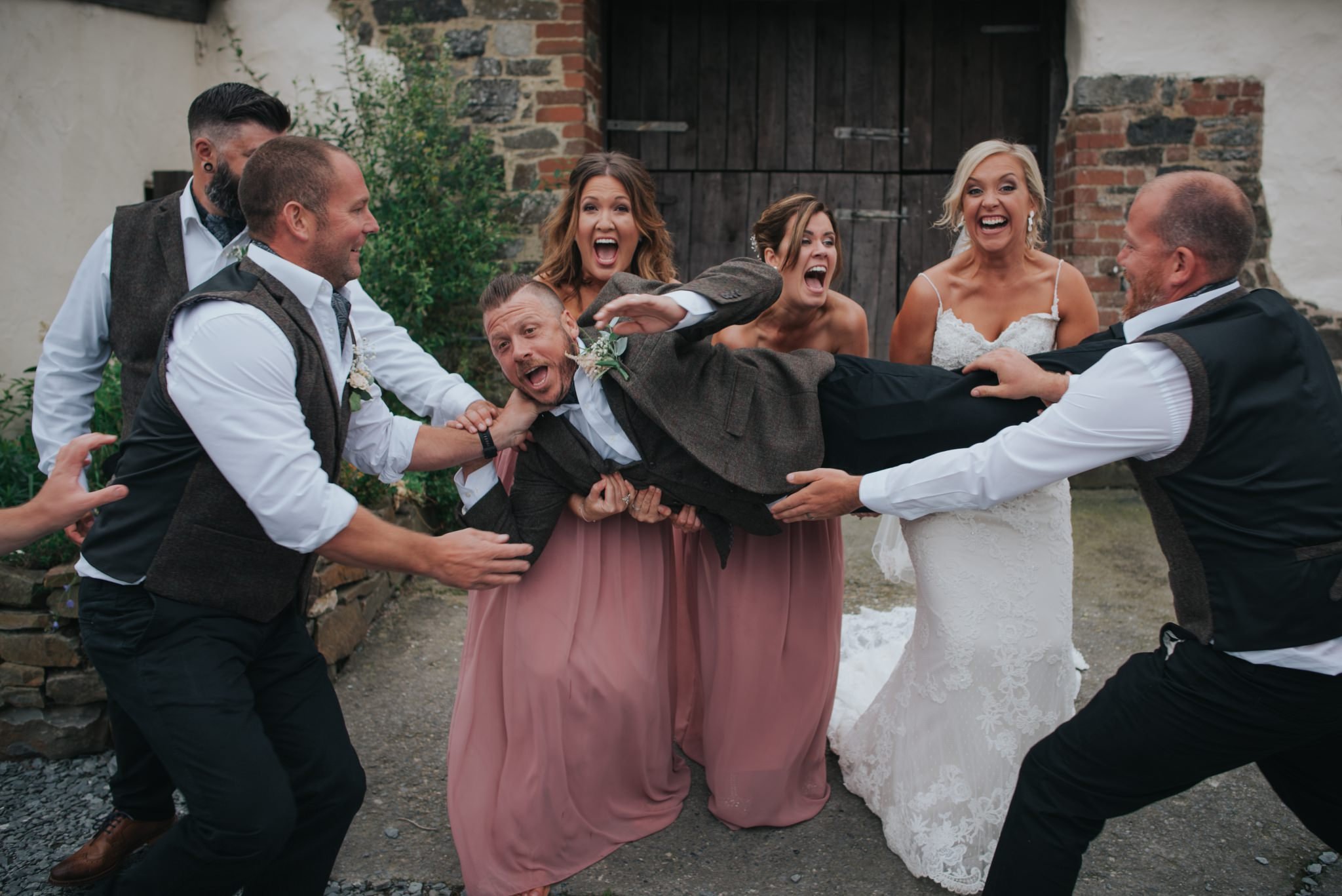 groom - bridesmaids - higher eggbeer -Devon - wedding photographer.jpg