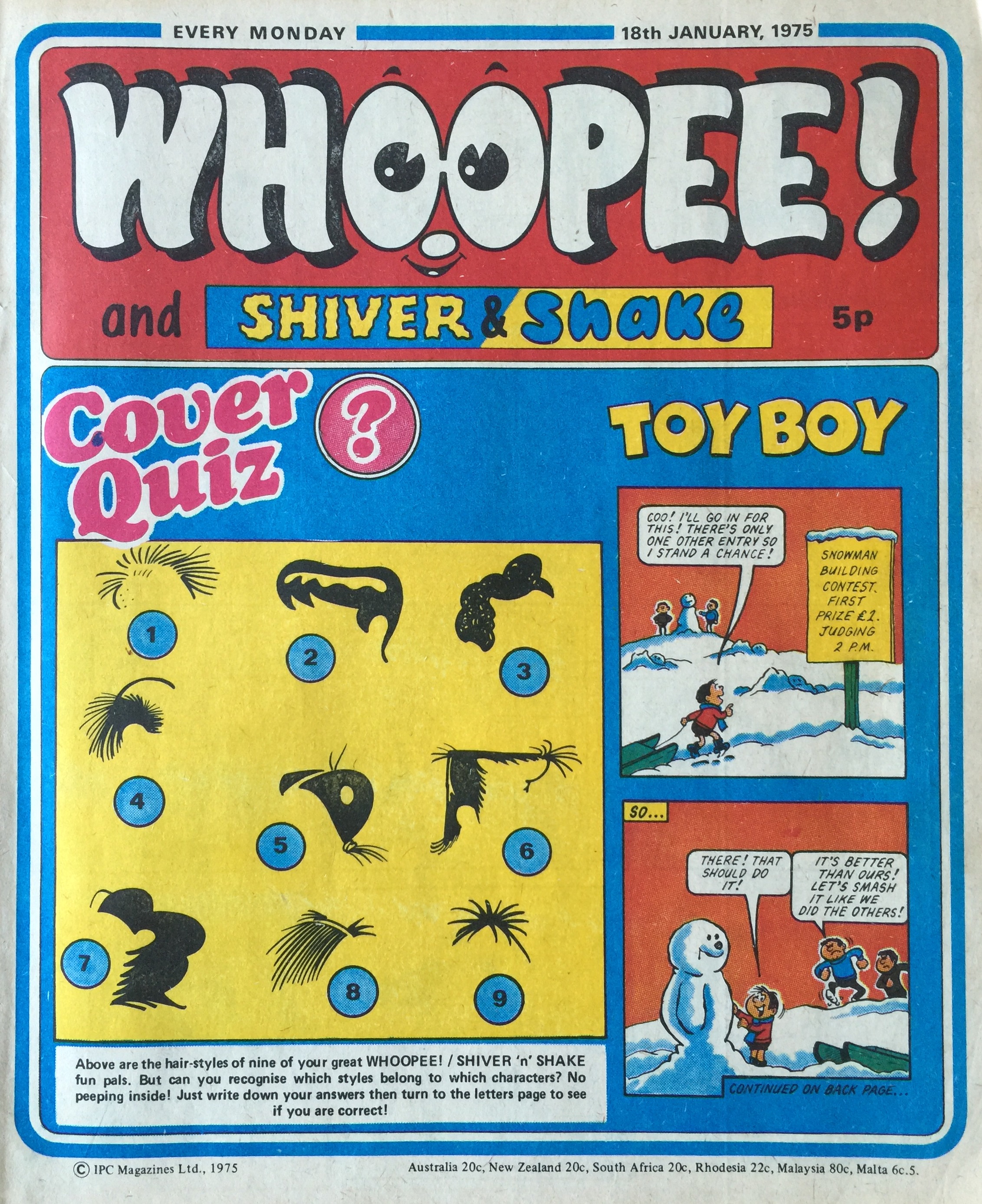 Whoopee! and Shiver and Shake, 18 January 1975; Toy Boy: Terry Bave (artist)