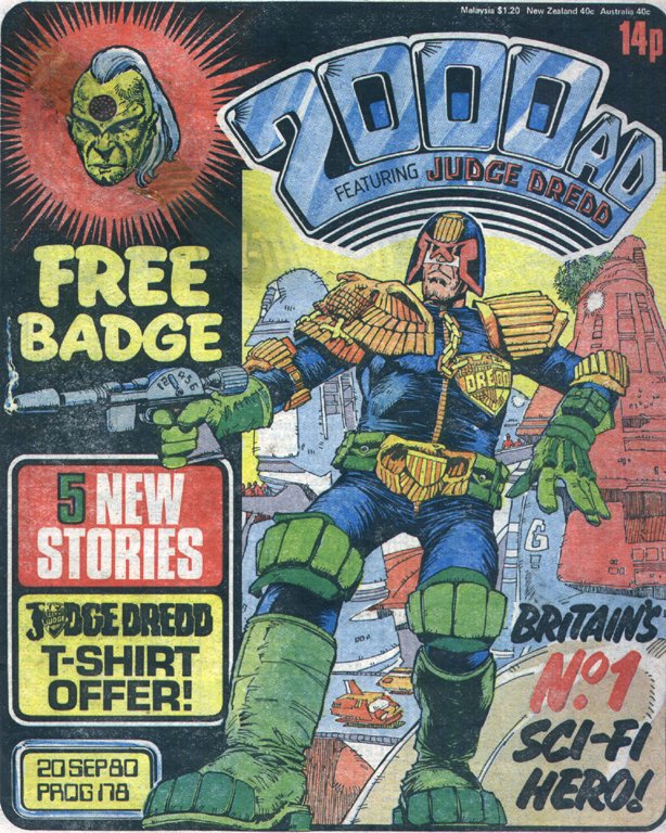 Prog 178 of 2000AD (Judge Dredd by Mike McMahon): the relaunch issue which, under Steve's editorship, symbolised the comic's development into an iconic market-leader