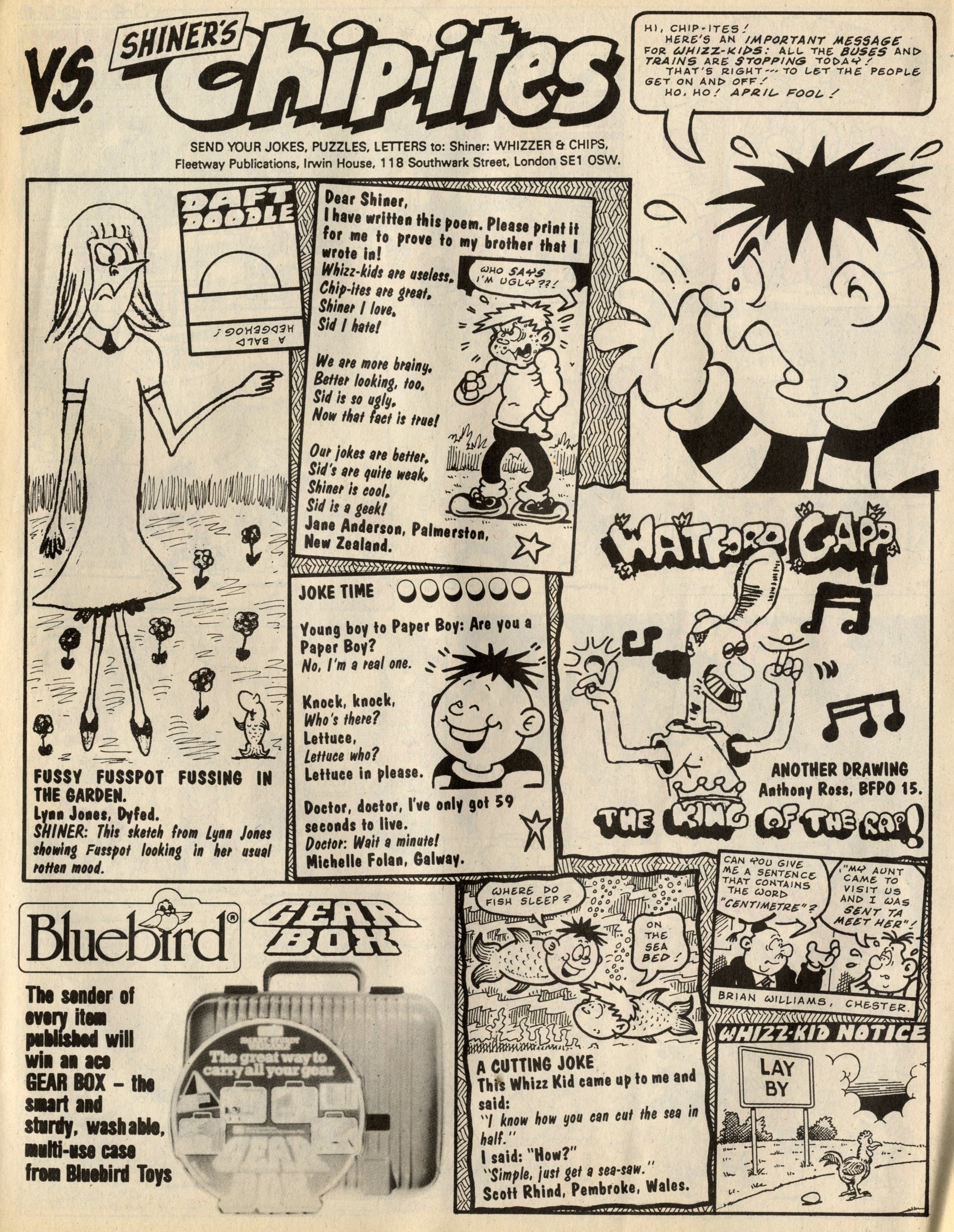 Sid’s Whizz-kids vs. Shiner’s Chip-ites: Jack Edward Oliver (artist, except for readers’ art)