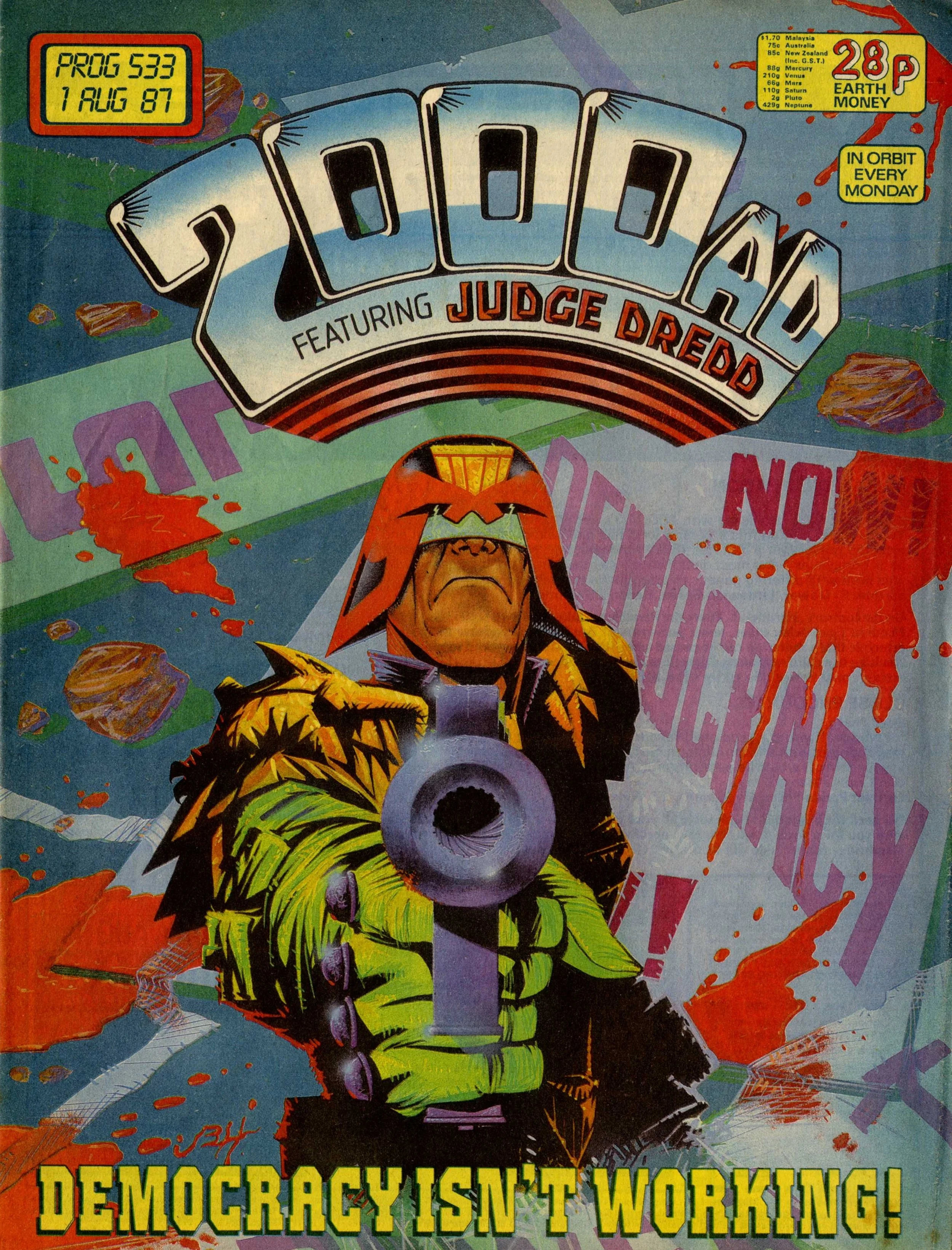 Judge Dredd, drawn by John Higgins