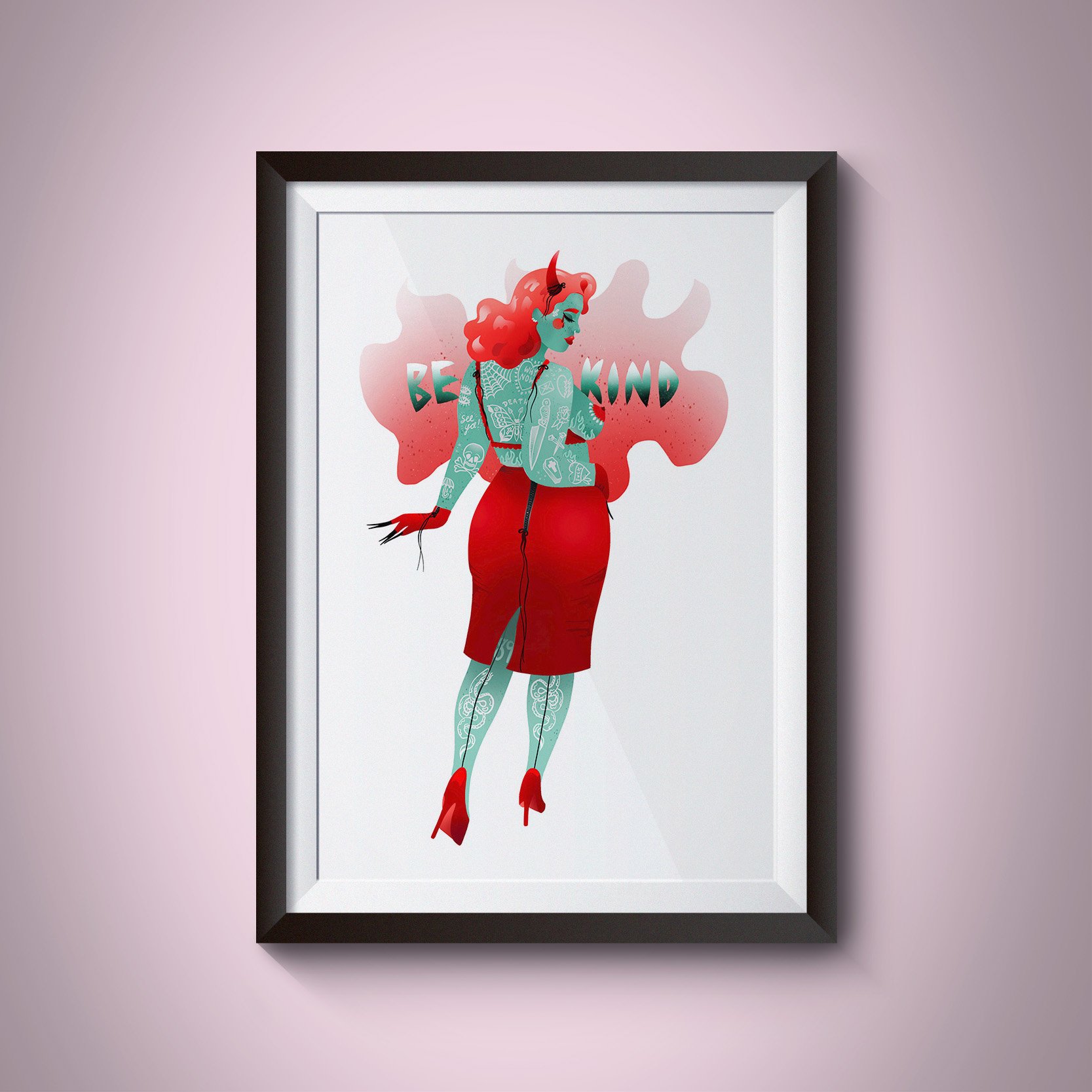 Be Kind Devil Babe Art Print