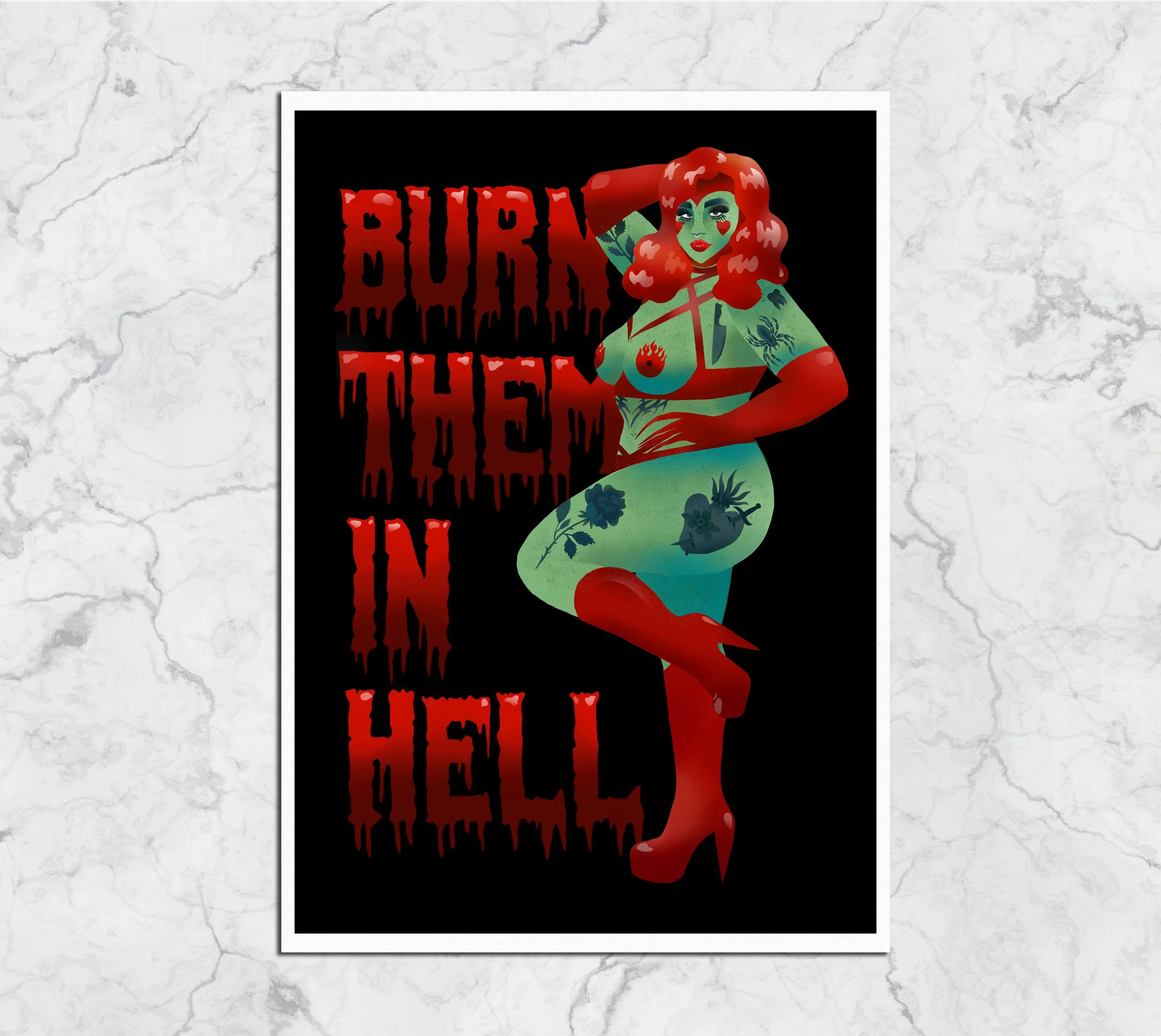 Burn Them in Hell - Giclée Fine Art Print A2, A3, A4
