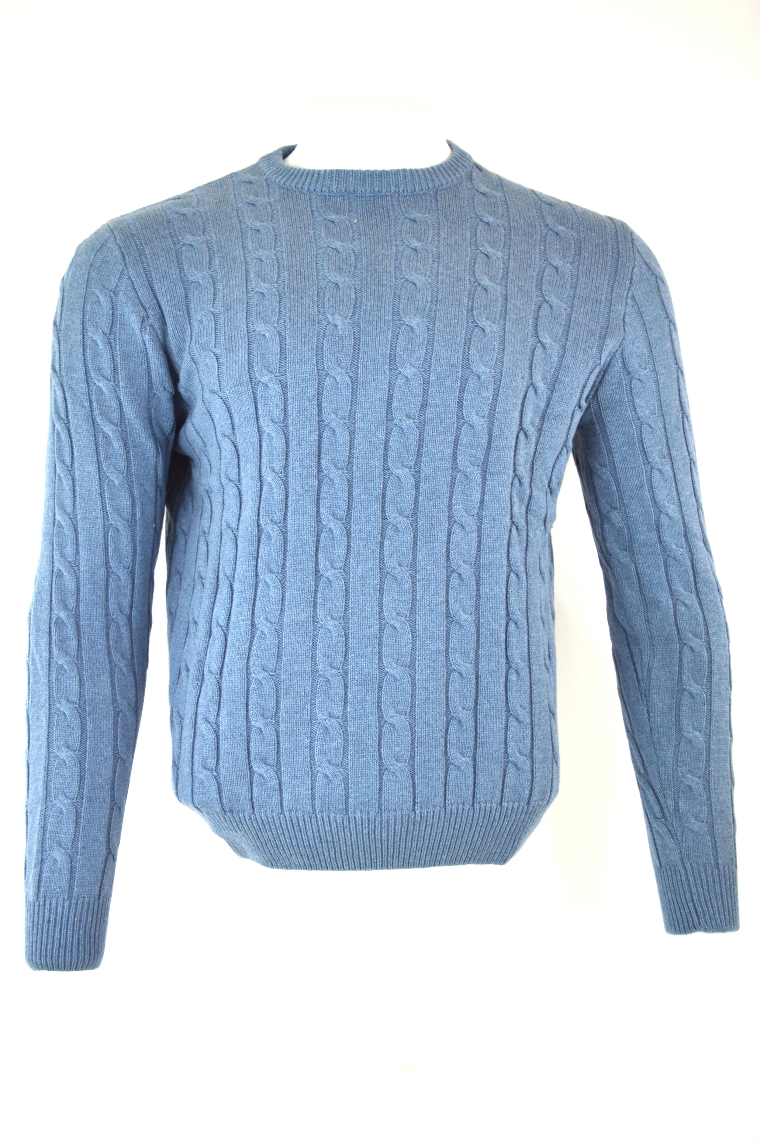 cable knit crew neck sweater