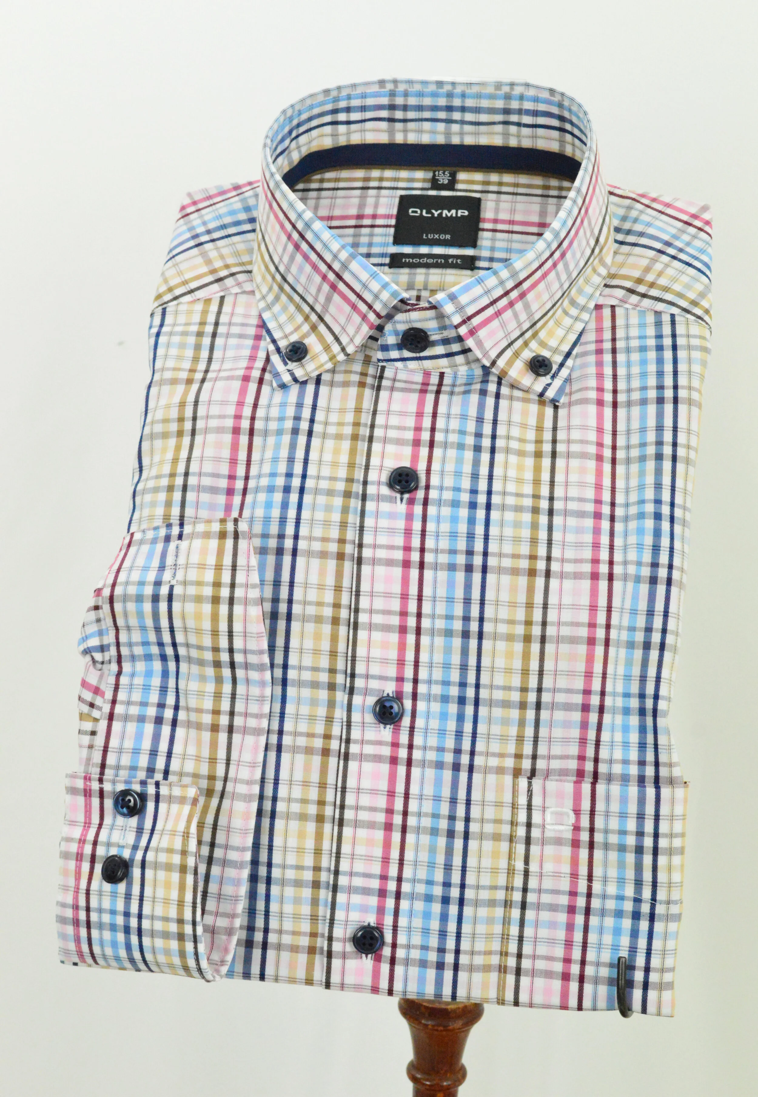 Olymp Luxor Modern Fit Green Check 
