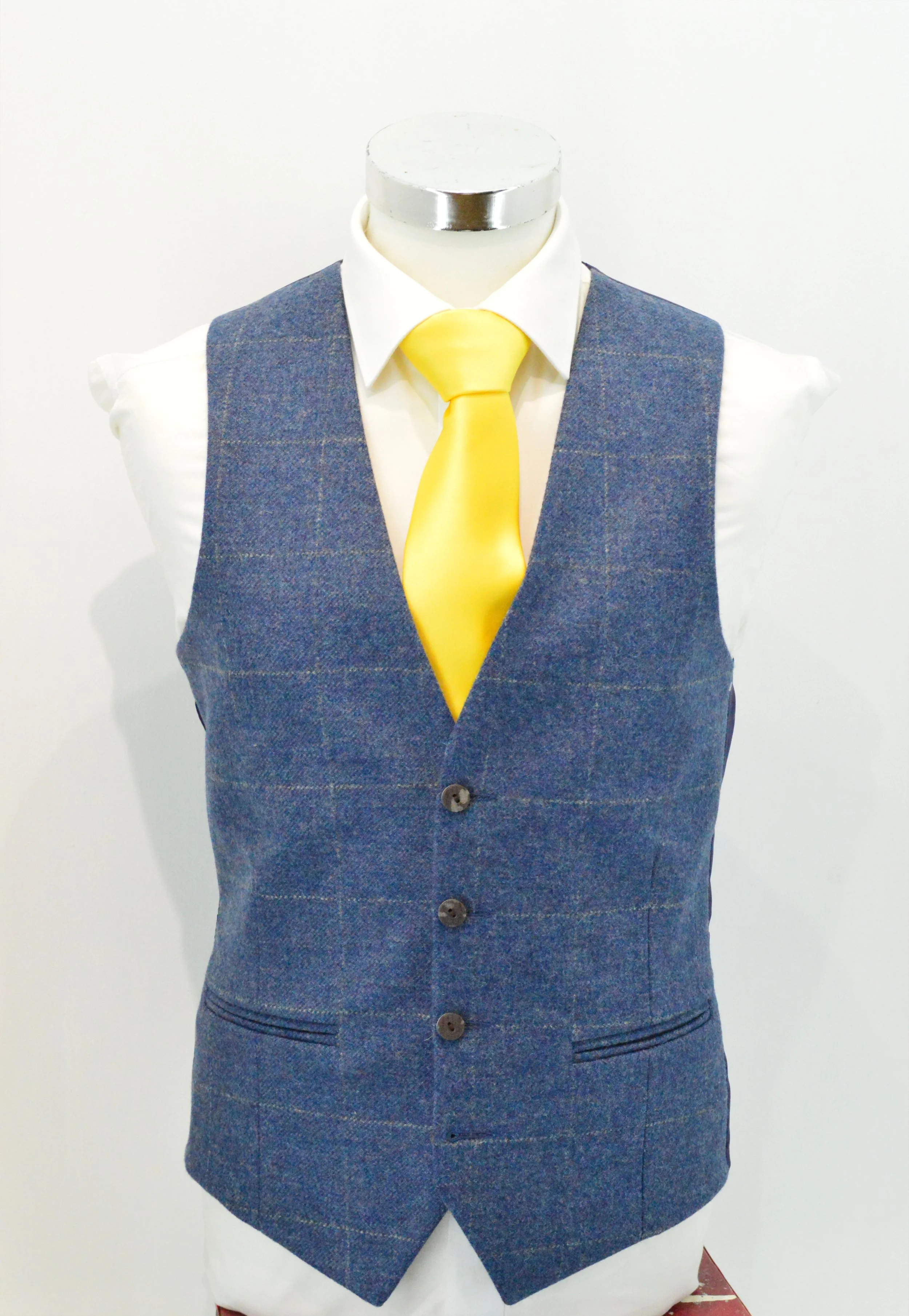 Blue Wool Waistcoat with Grey Check (Hire or Buy)