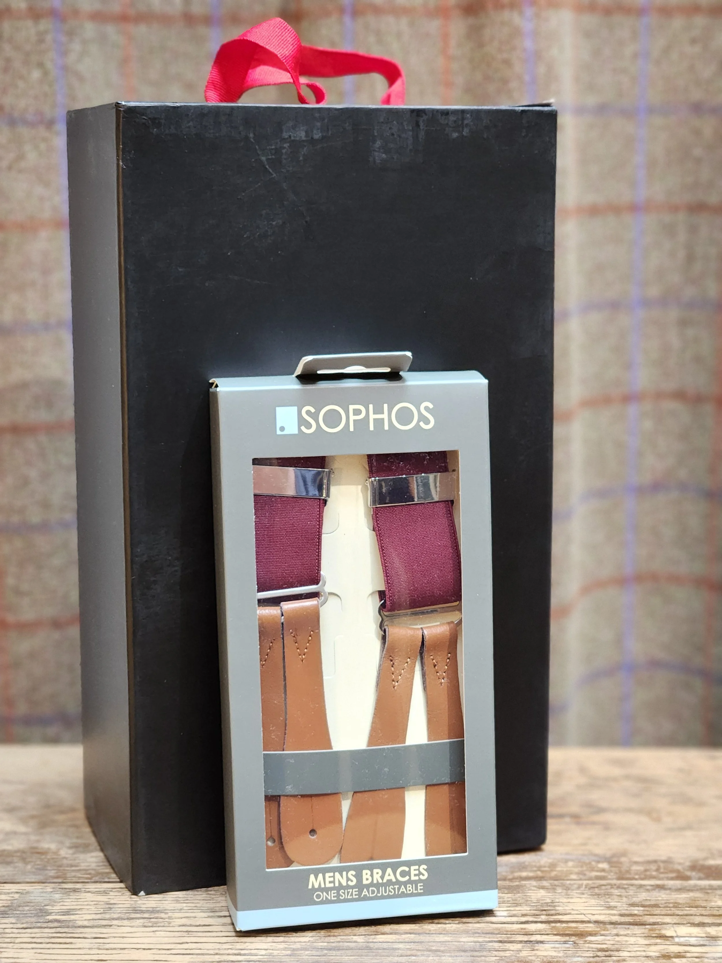 Burgandy Button End Braces