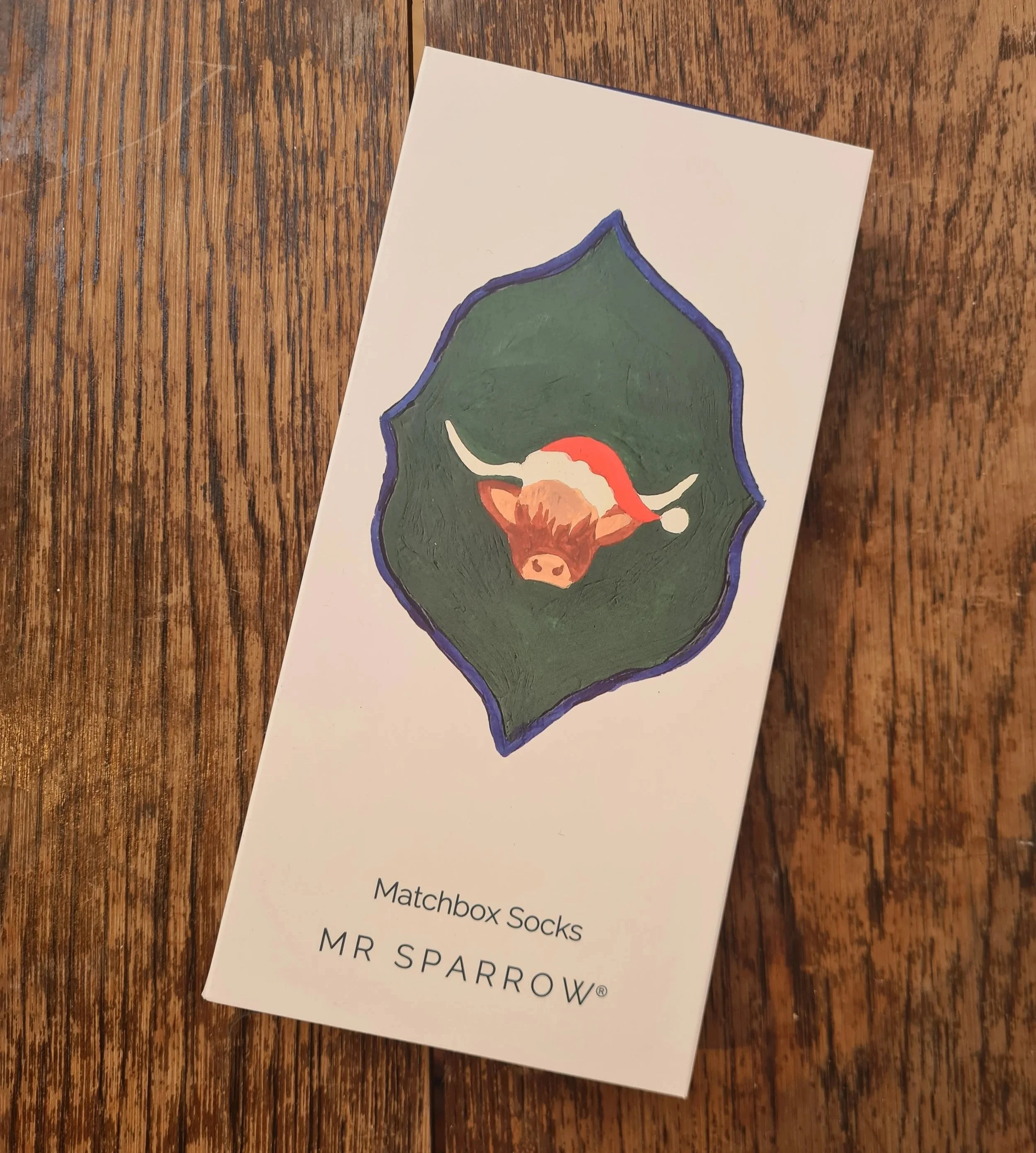 Mr Sparrow Matchbox Socks - Xmas Highland Cows