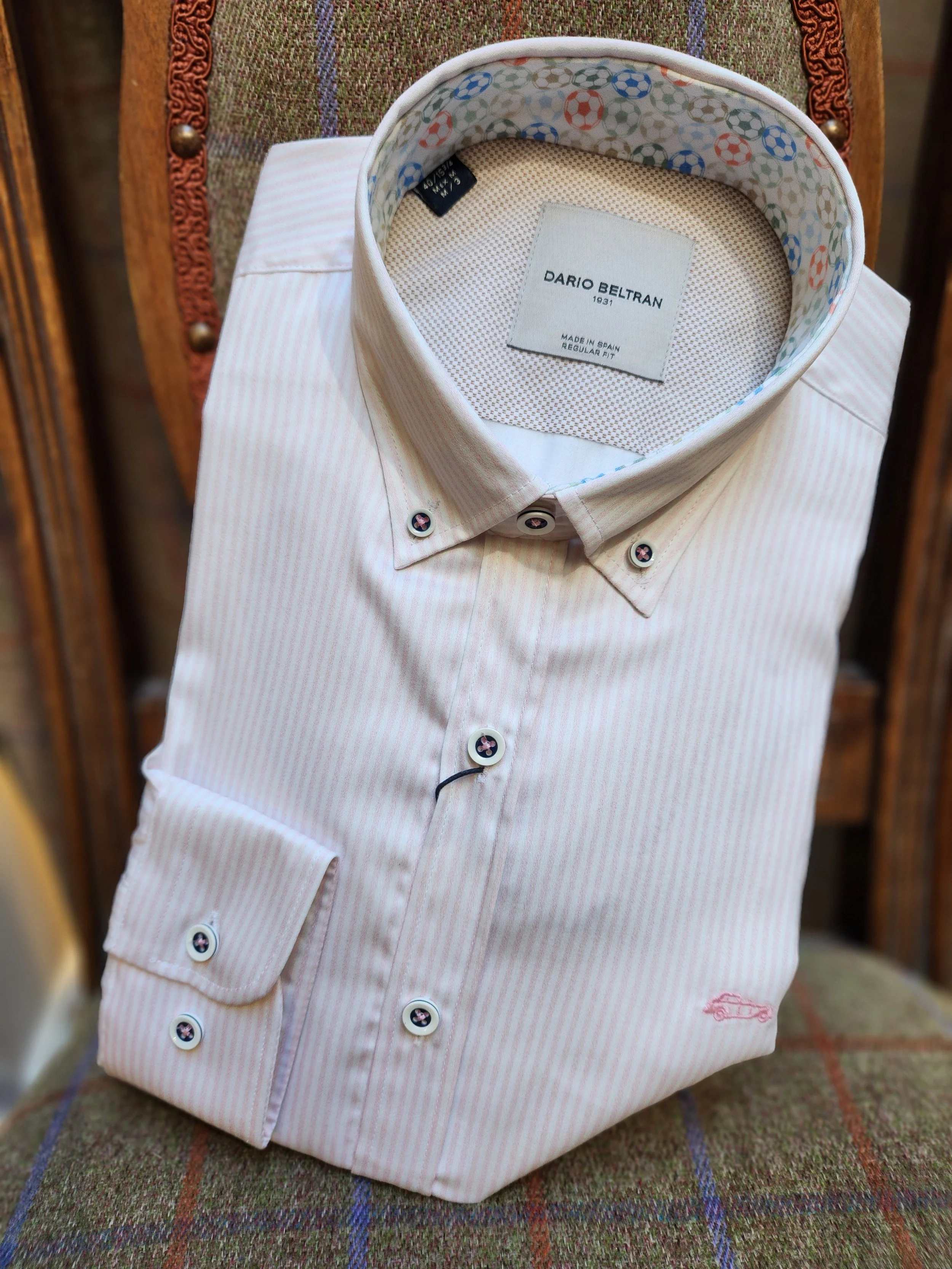 Dario Beltran Pink Stripe Shirt