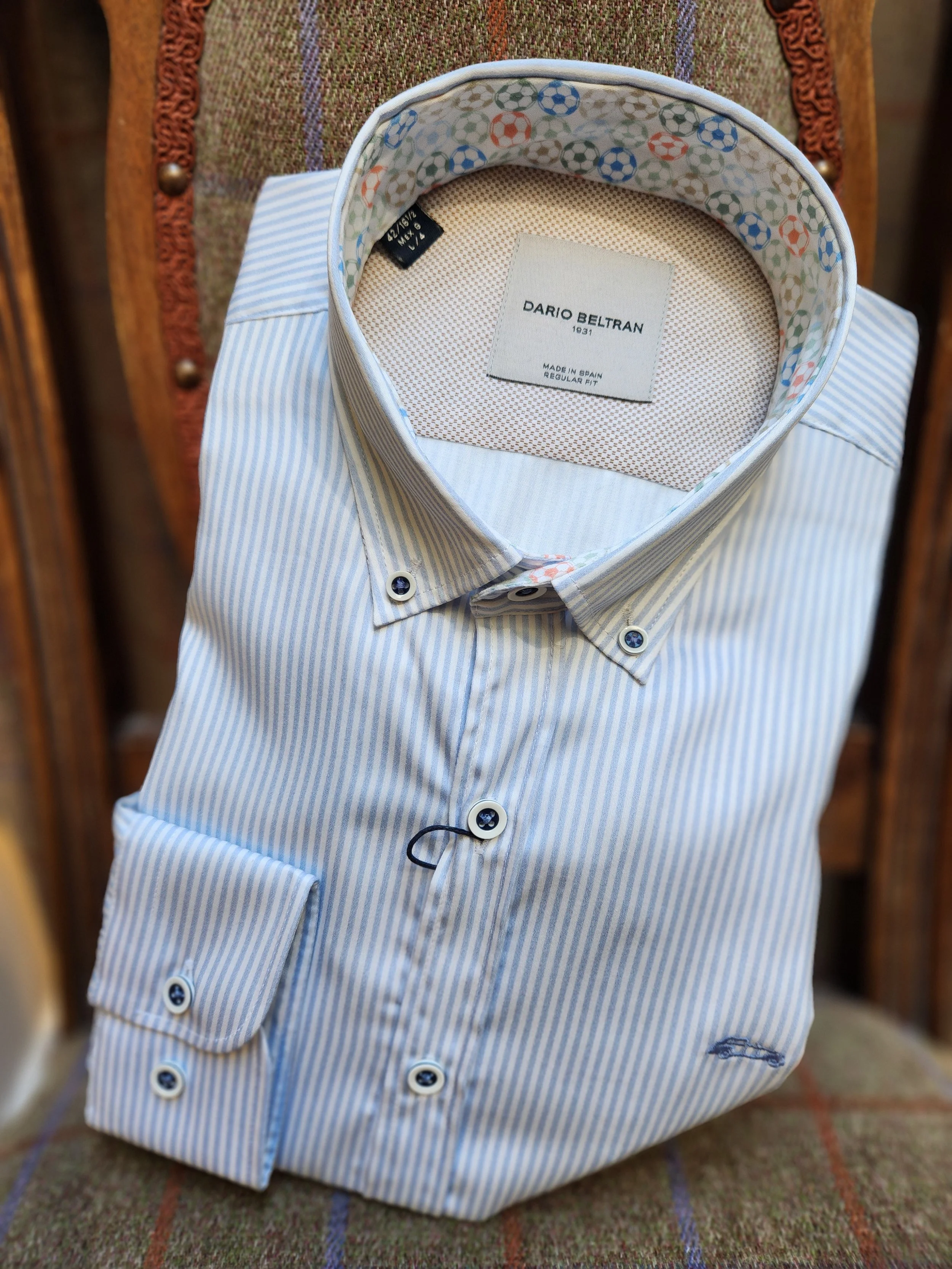 Dario Beltran Light Blue Stripe Shirt