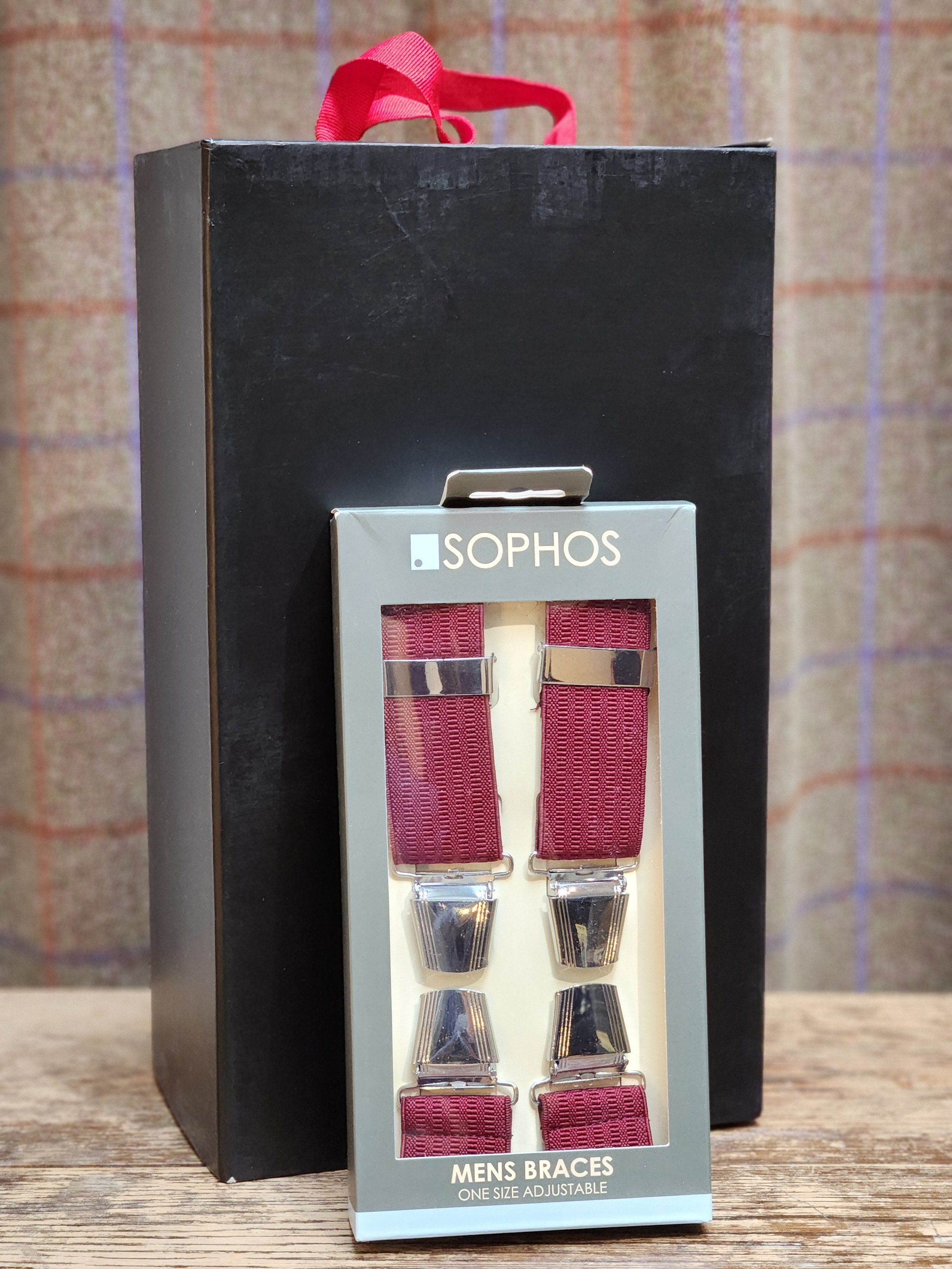 Clip Trouser Braces- Burgandy