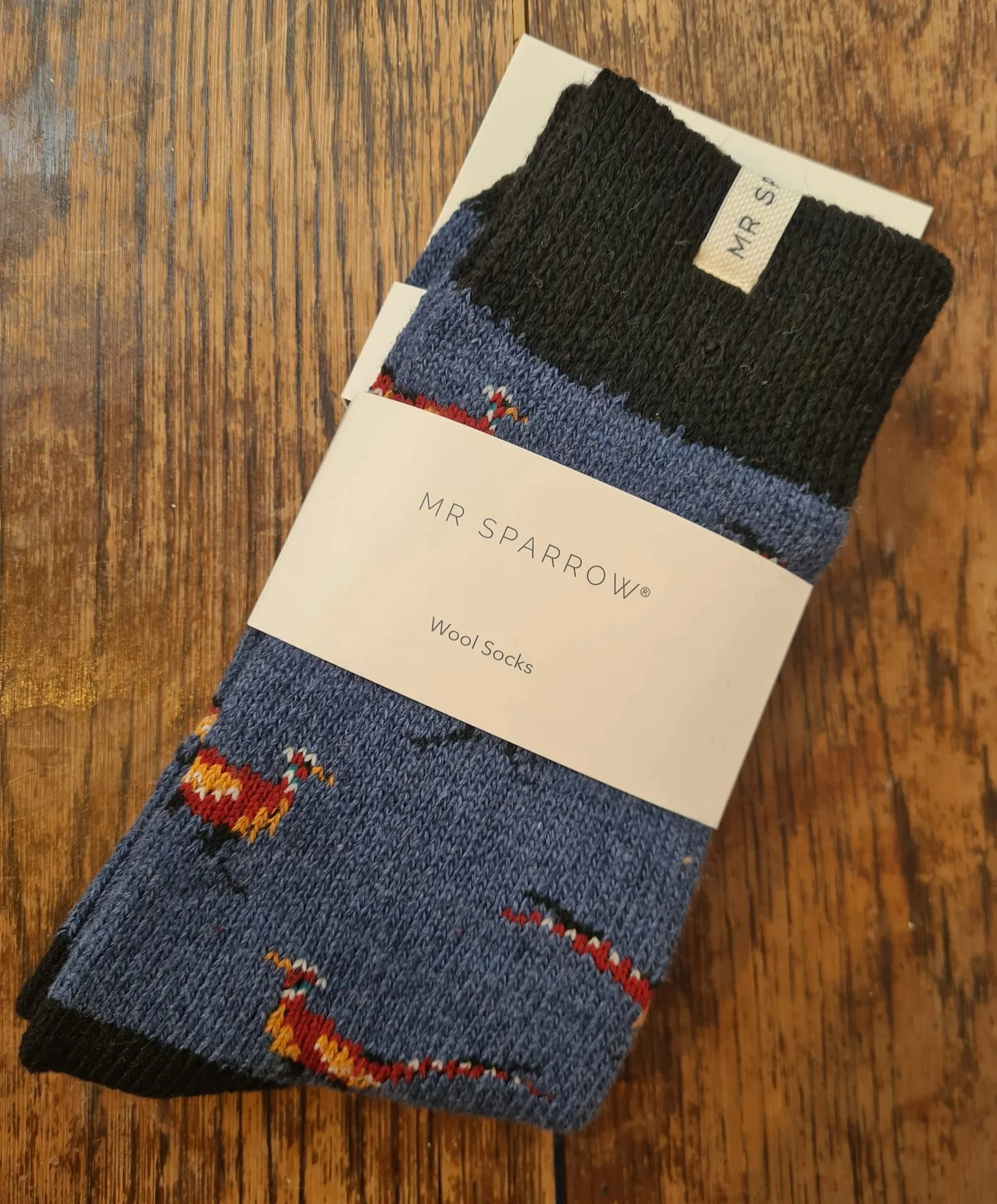 Mr Sparrow Wool Socks - Pheasants Denim