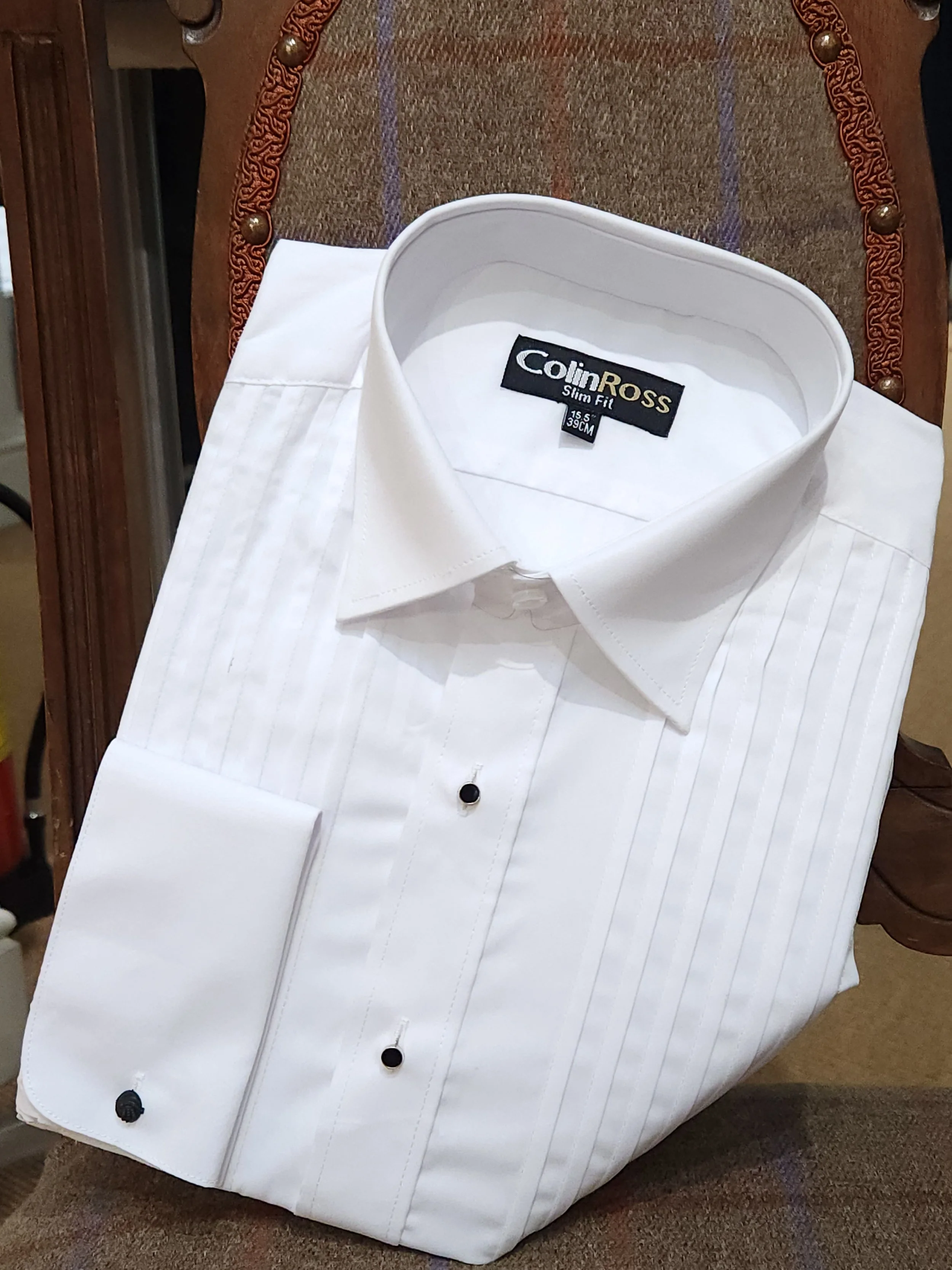 Pleated Front Regular Collar Evening Shirt