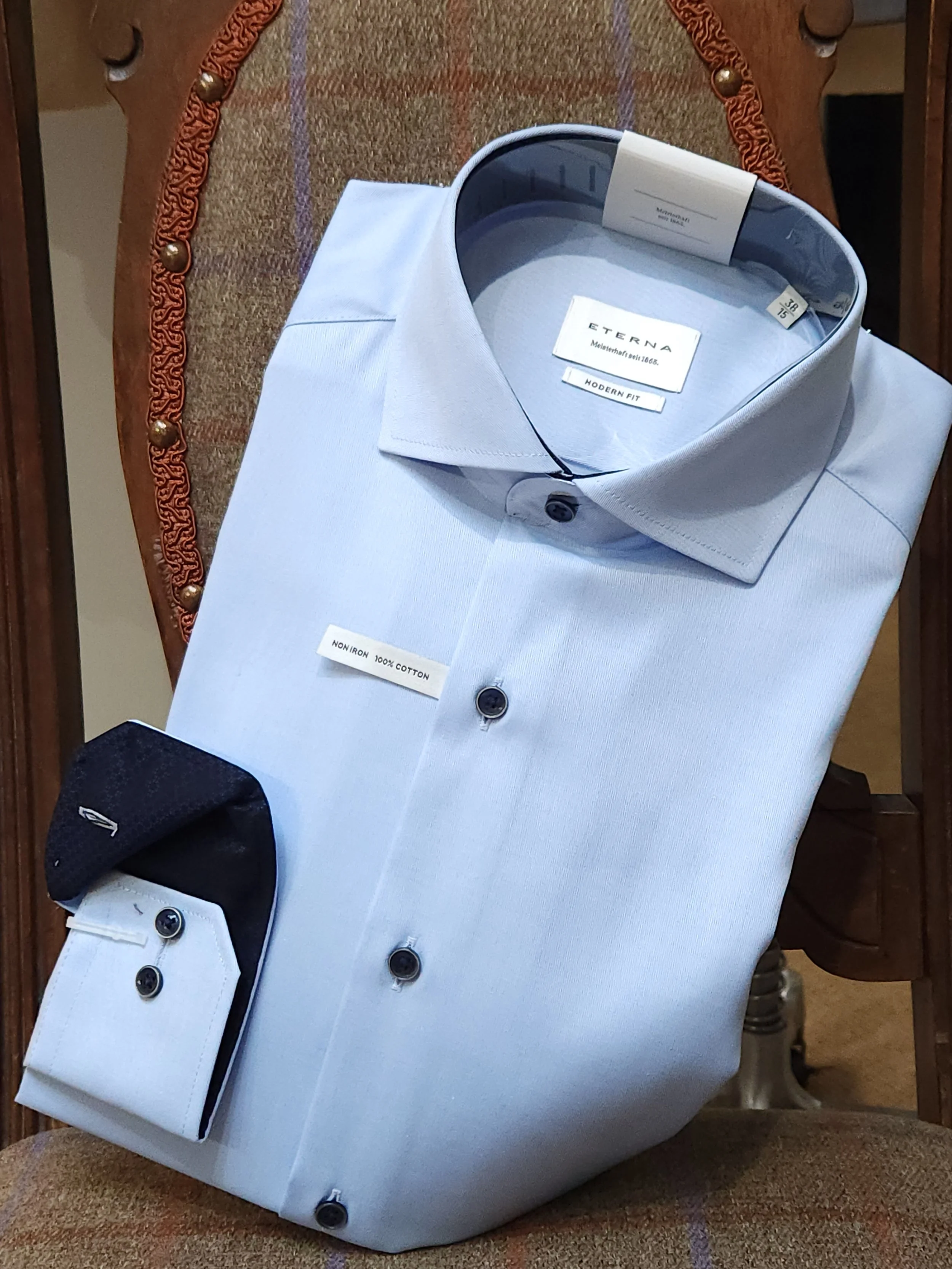 Eterna Long Sleeve Sky Blue Shirt