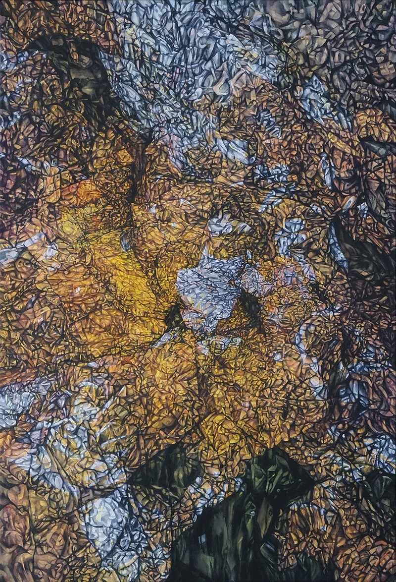 Luminous Earth (Intersection), watercolour on stretched paper, 150 x 100 cm, 2014