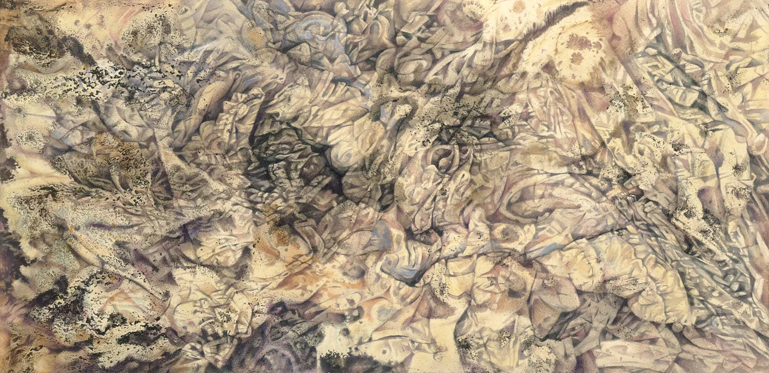 Erosion, mixed media on paper, 36cm x 75cm, 2014