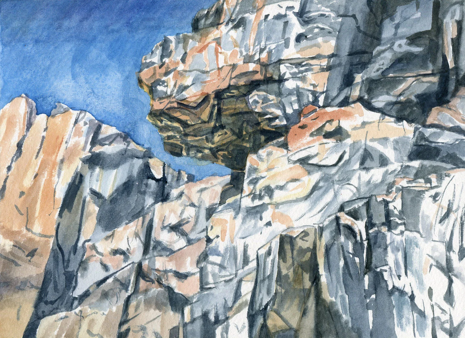 Field Studies (Red Rocks Gorge, Murrumbidgee River 1), watercolour on paper, 18cm x 25cm, 2014
