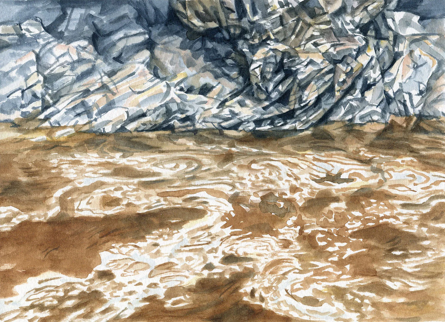 Field Studies (Red Rocks Gorge, Murrumbidgee River 2), watercolour on paper, 18cm x 25cm, 2015