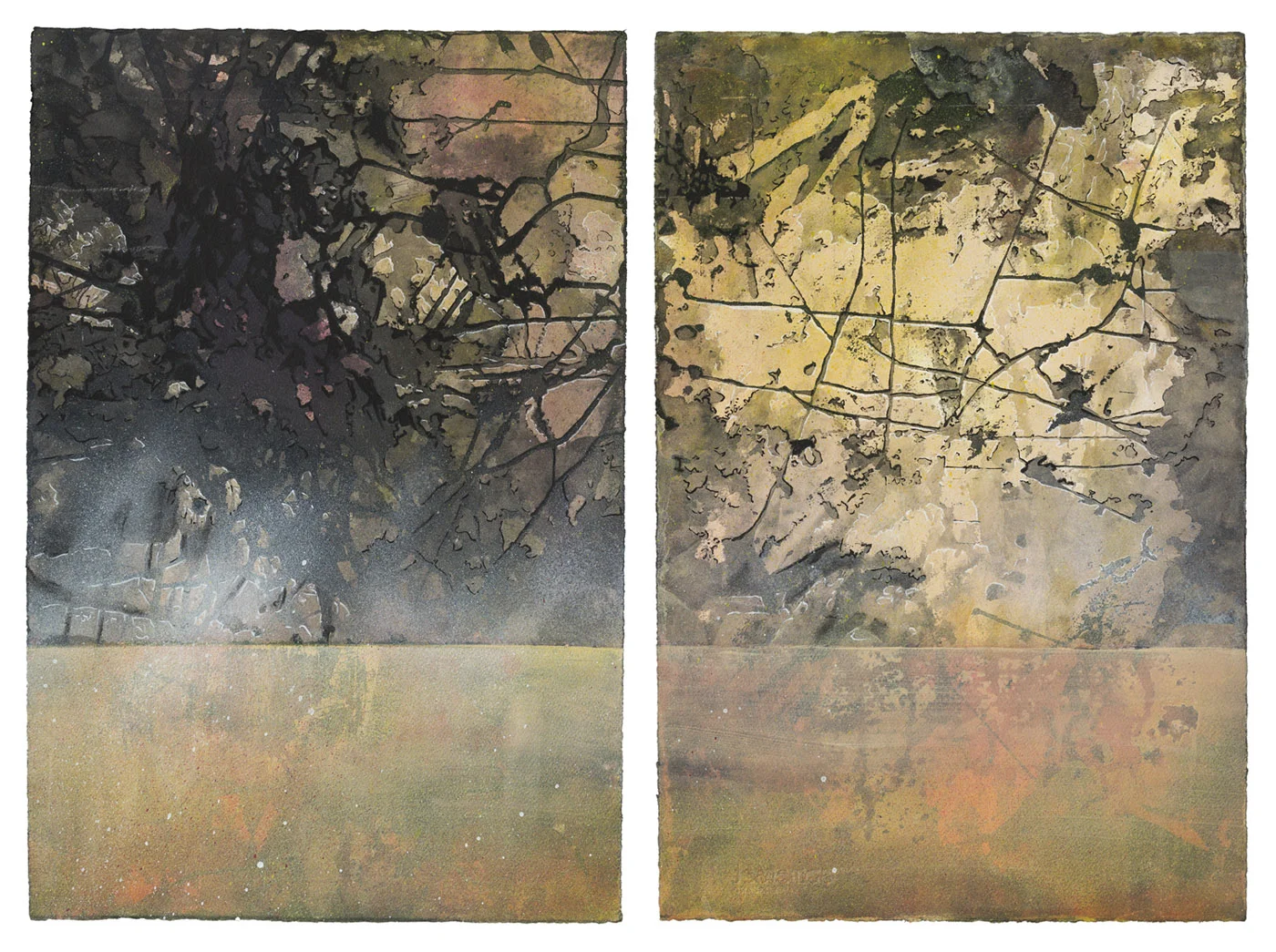 Waterline, acrylic, ink and shellac on paper, 56 x 77 cm, 2013 (photo by Dean Butters)