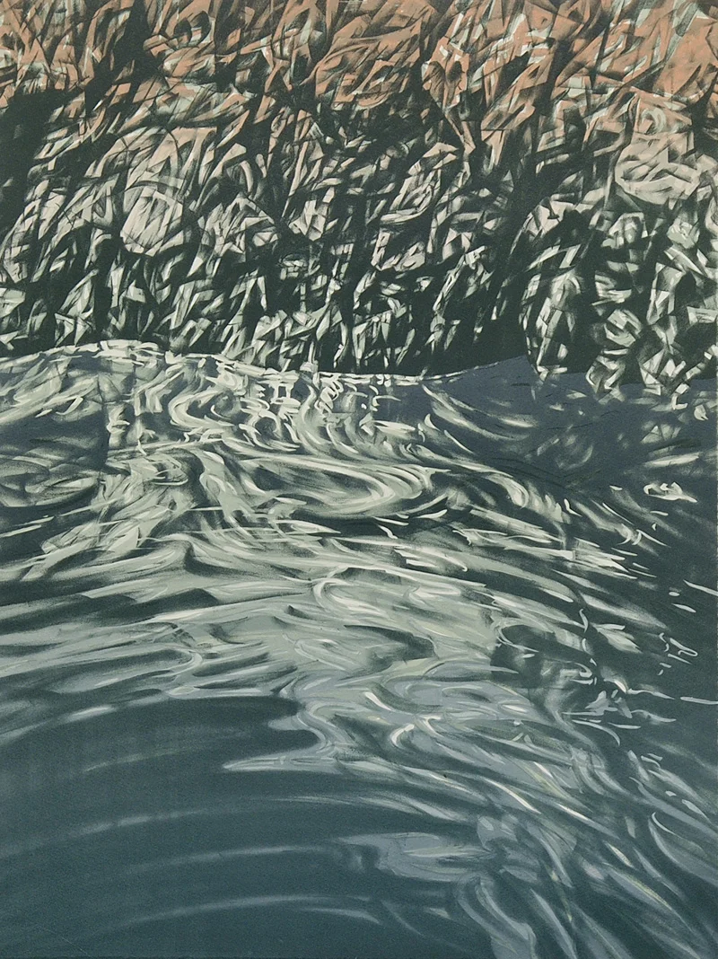 Tuross Falls, 2015, lithograph, 61cm x 45.5cm, edition of 10 (printed at Lancaster Press)