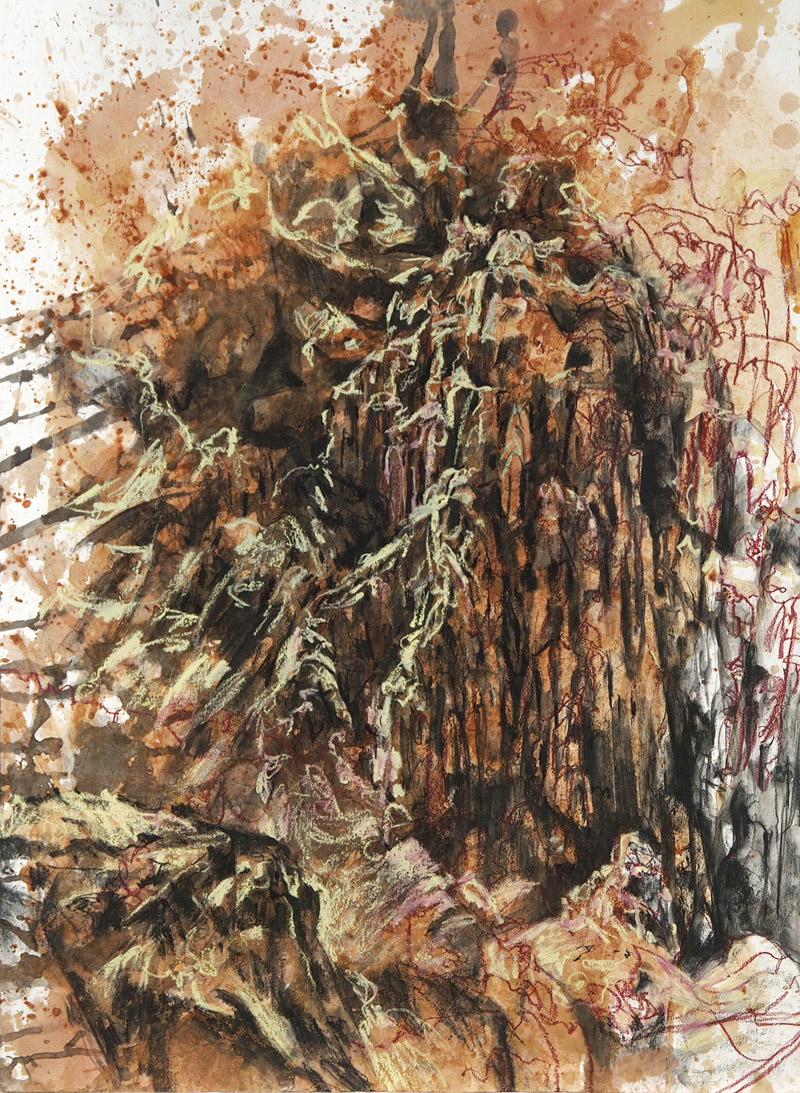 Golden Gully 2, 2015, mixed media on paper, 76cm x 56cm