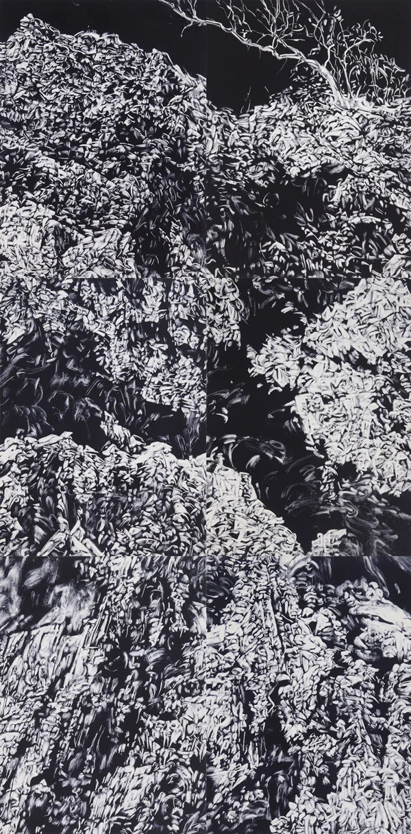 Precipice, 2016, monotype on paper, 228cm x 112cm