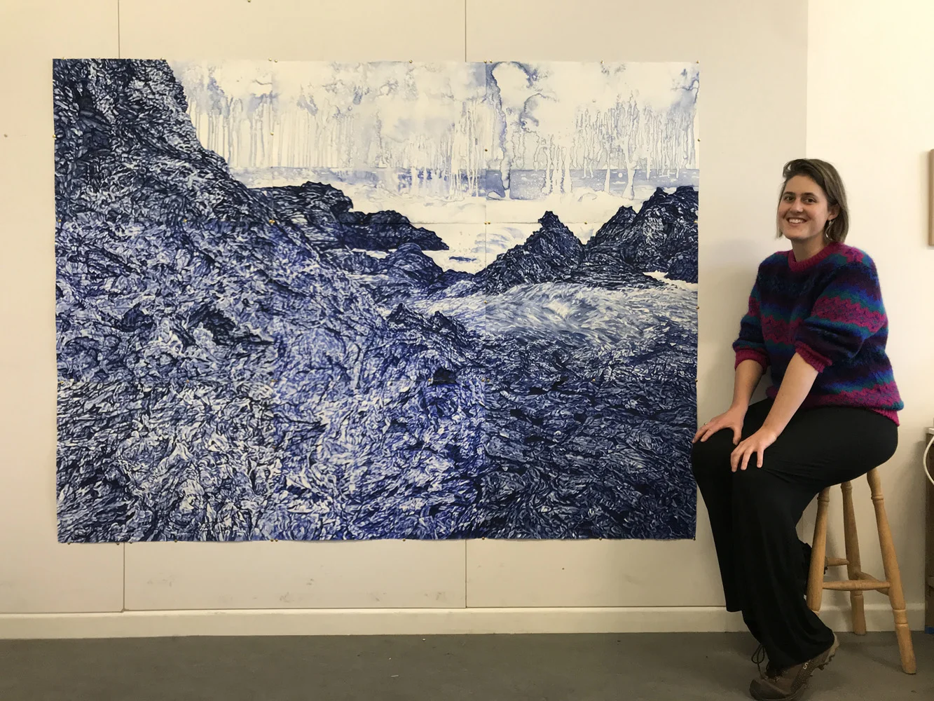 Endurance , 2019, watercolour monotype on paper, 168cm x 228cm