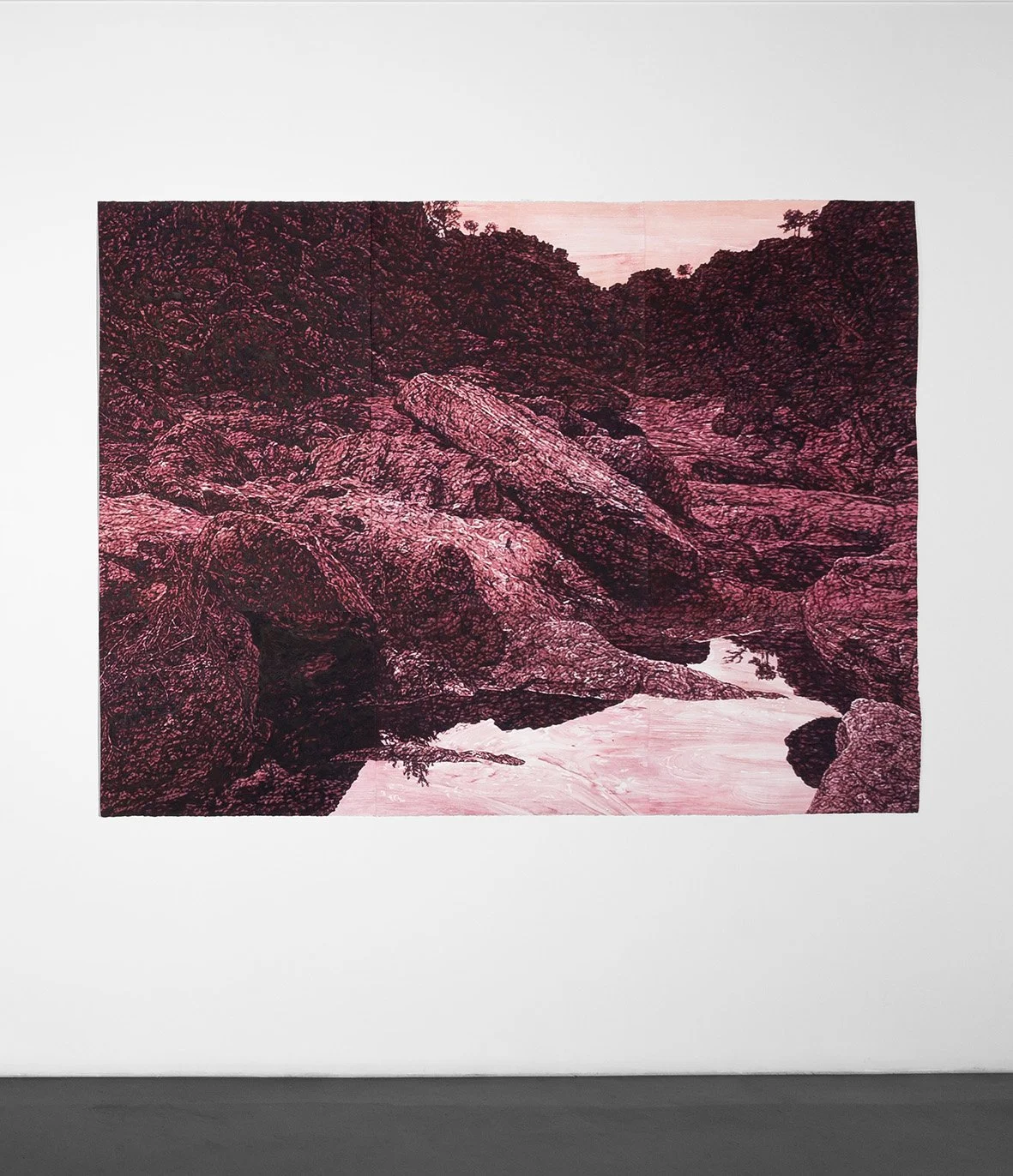 Old Mutawintji Gorge 2, 2023, watercolour monotype on paper, 168cm x 228cm.