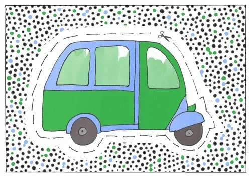 Means of Transport Cut-Out Postcards series. 