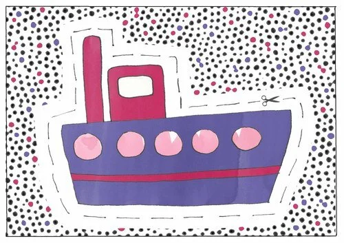 Means of Transport Cut-Out Postcards series. 