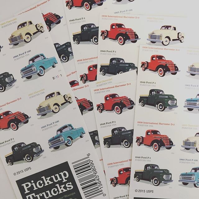 Love these vintage truck stamps being used for a custom save-the-date headed out today! 
#stamps #customdesign #bostonwedding #stationerydesigner #weddingstationery