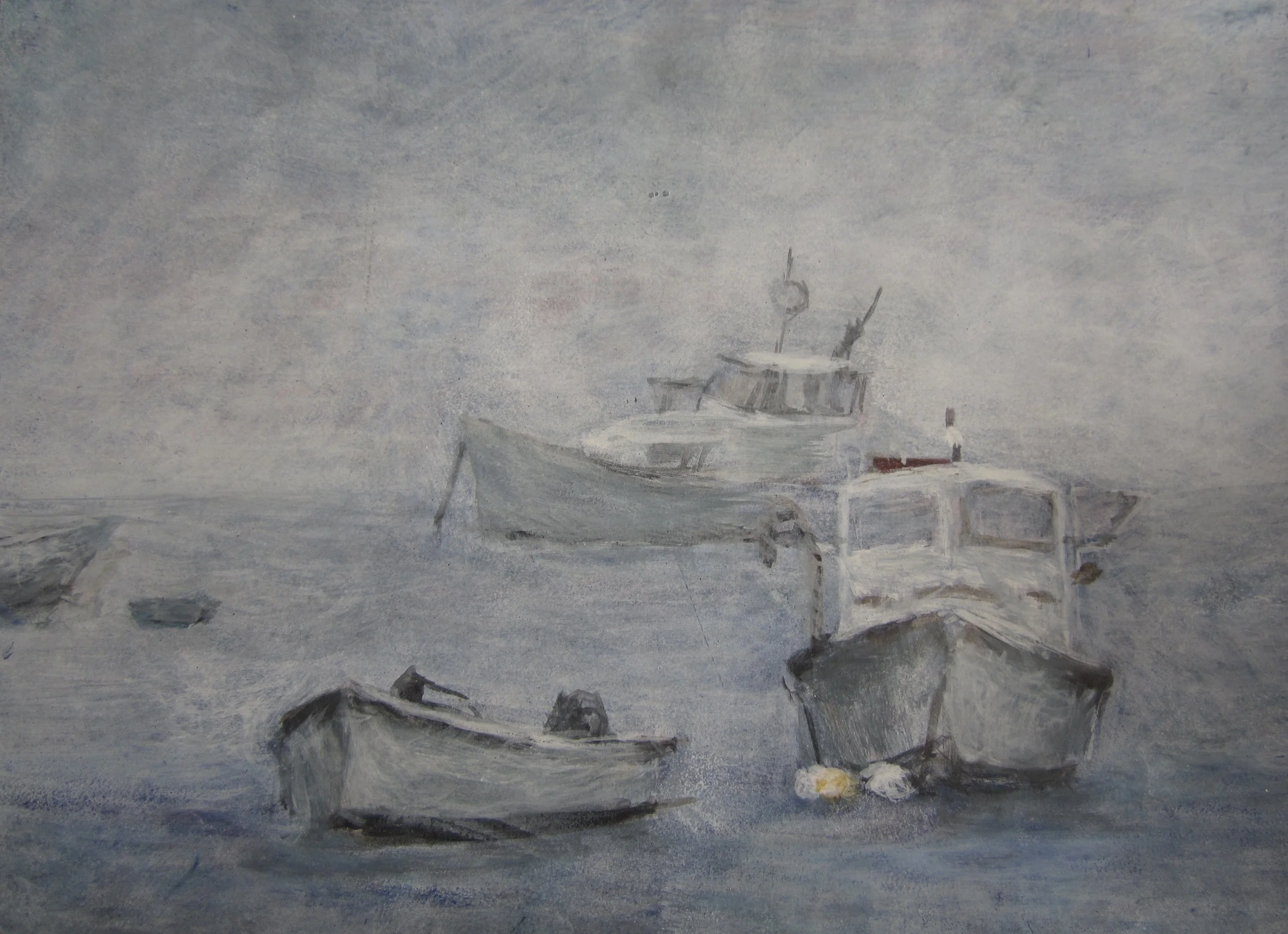 Fogged In, Egg Tempera, 5” x 7”