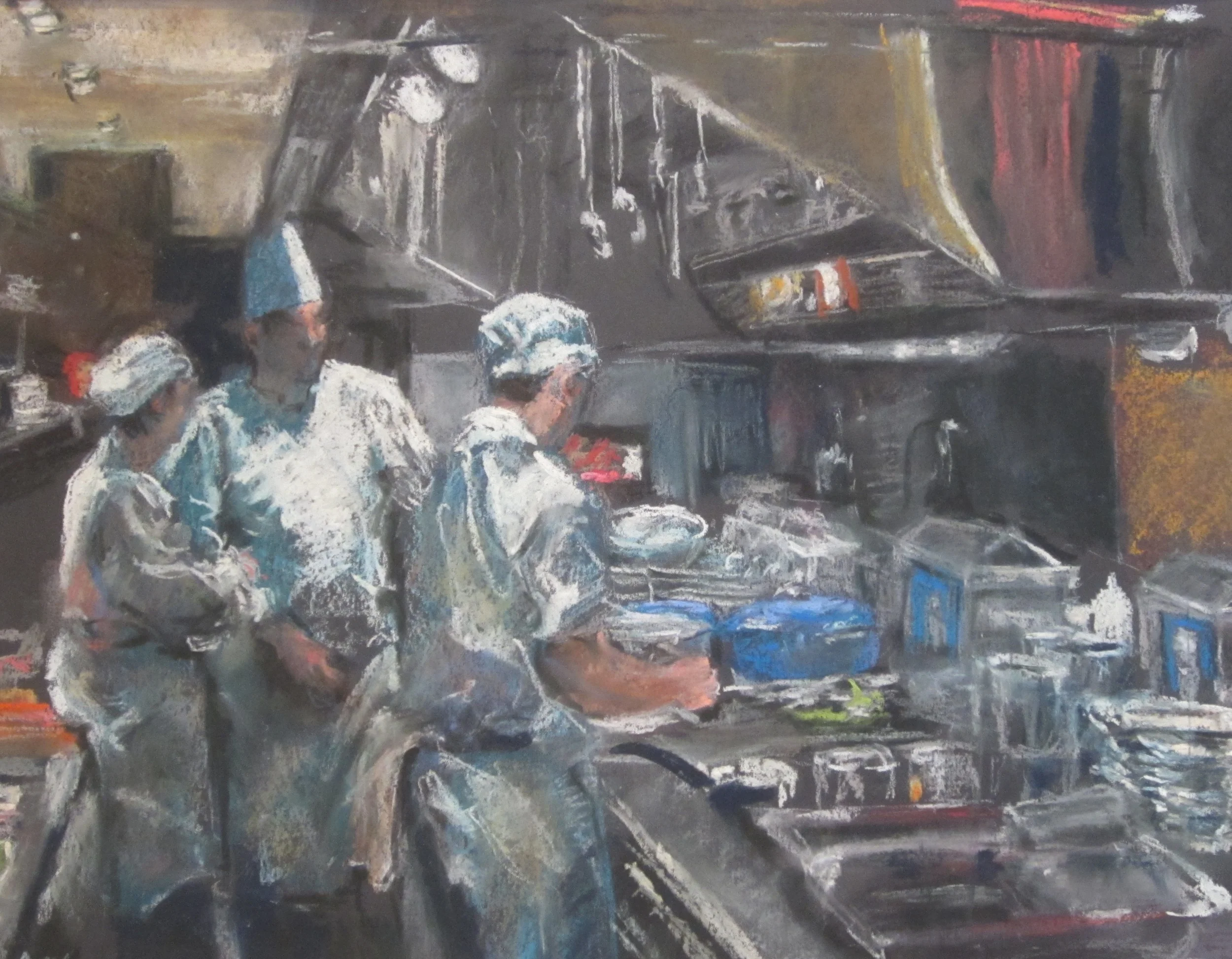 Prep Gathering, Pastel, 11” x 14"