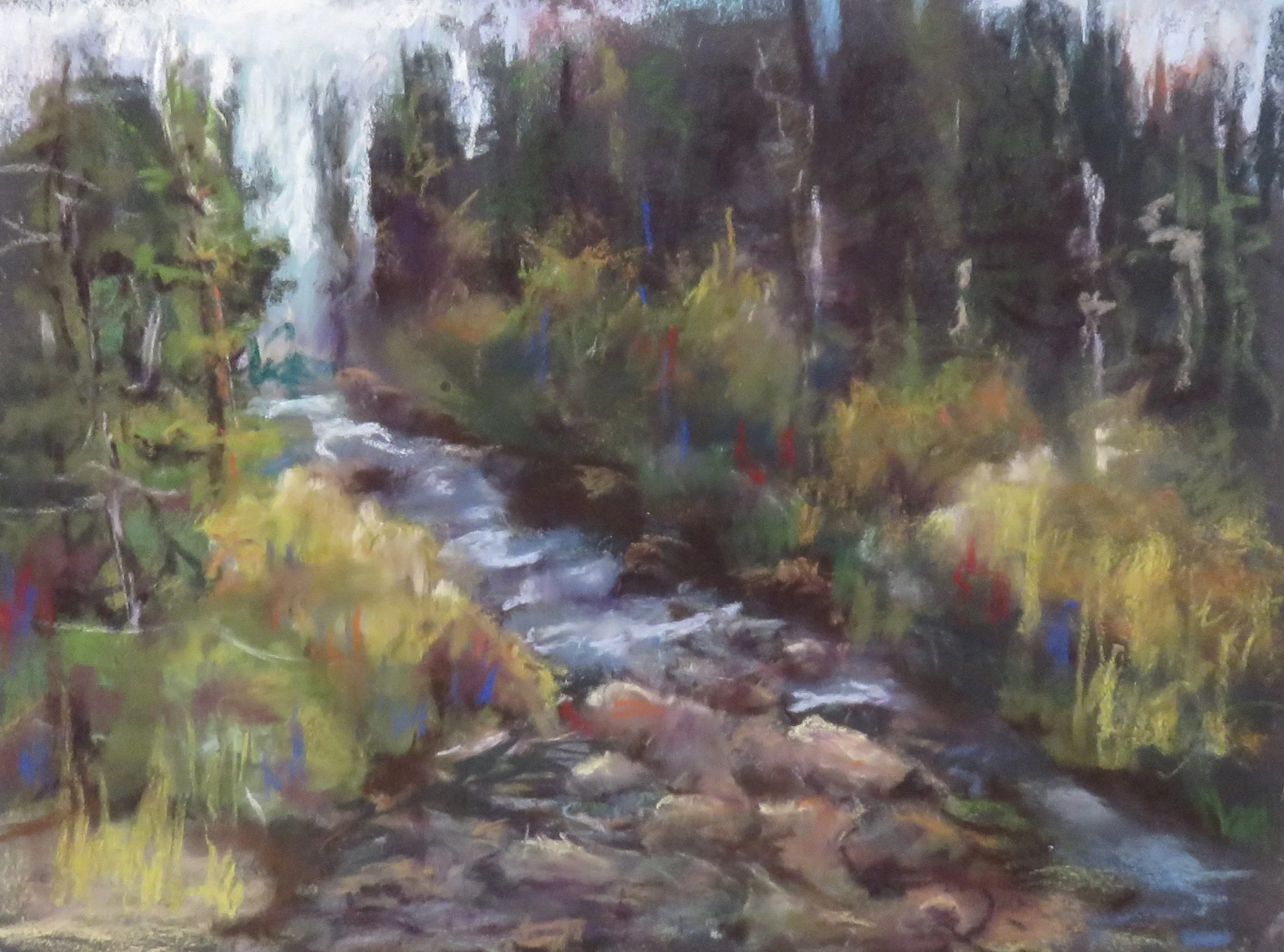 Mountain Stream, Pastel, 11" x 14"